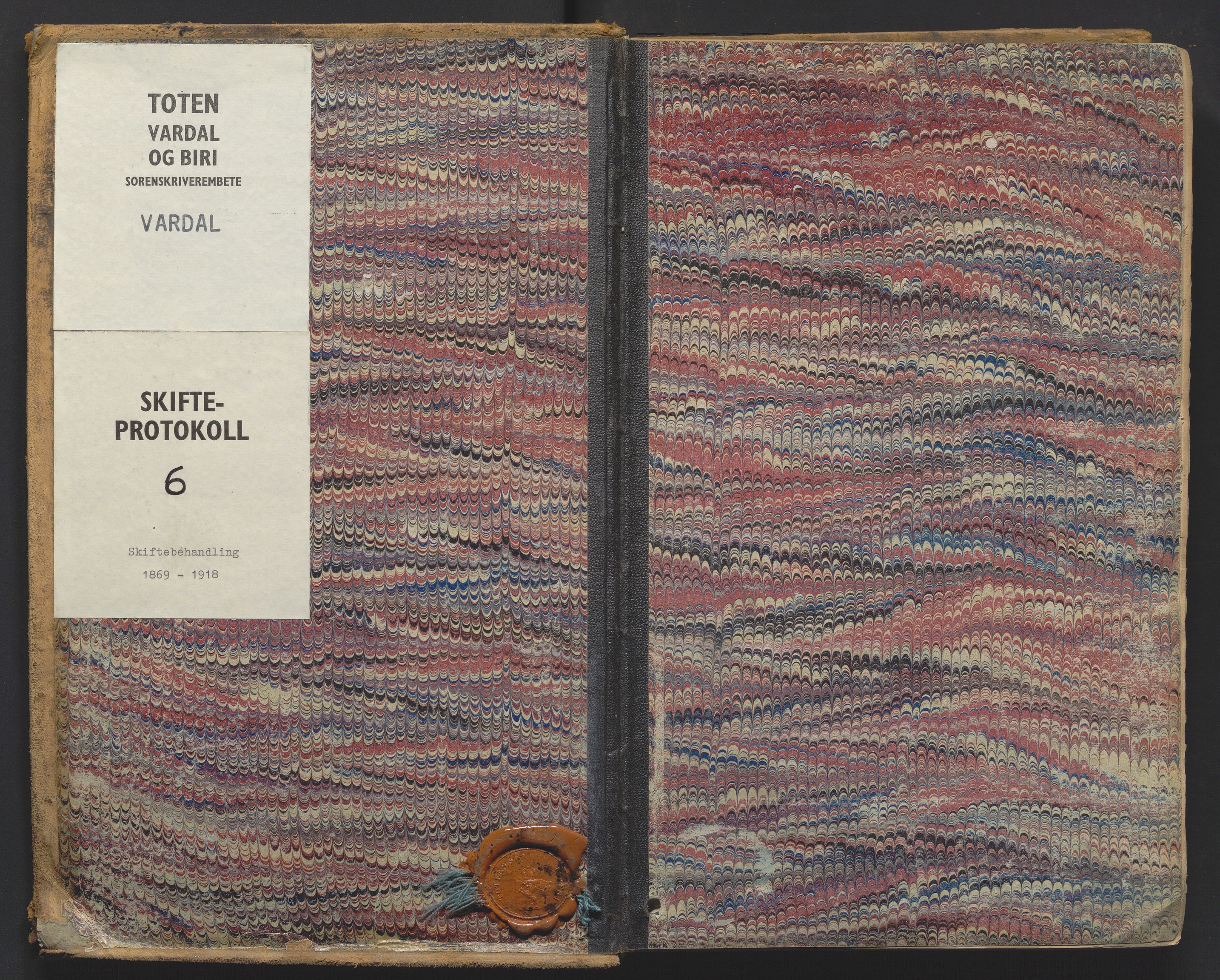 Toten tingrett, SAH/TING-006/J/Jc/L0006: Skiftebehandlingsprotokoll - Vardal, 1869-1918