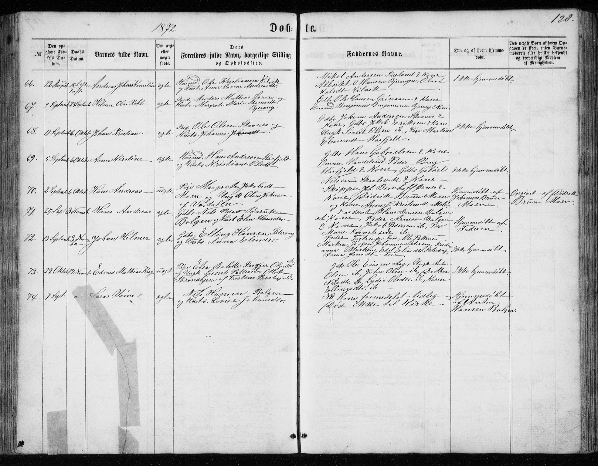 Ministerialprotokoller, klokkerbøker og fødselsregistre - Nordland, AV/SAT-A-1459/843/L0634: Klokkerbok nr. 843C03, 1860-1884, s. 128