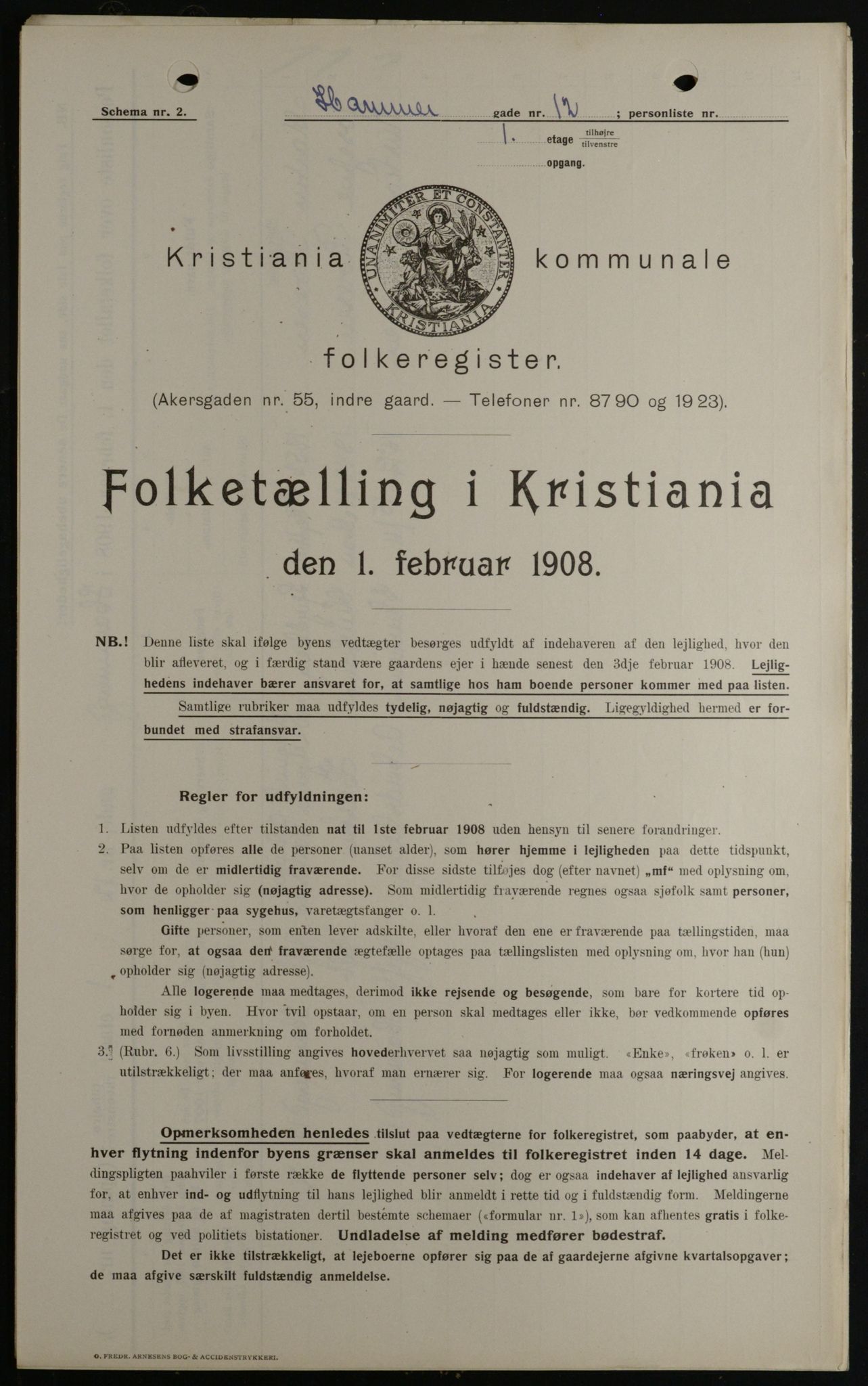 OBA, Kommunal folketelling 1.2.1908 for Kristiania kjøpstad, 1908, s. 30981