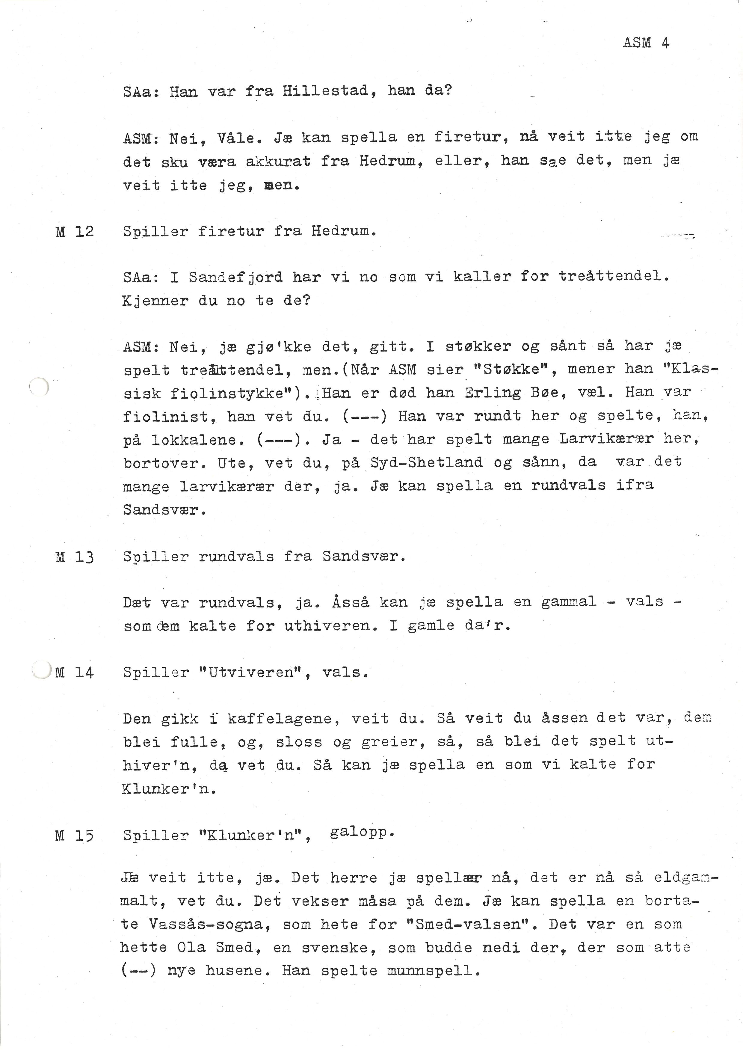 Sa 16 - Folkemusikk fra Vestfold, Gjerdesamlingen, VEMU/A-1868/I/L0001: Informantregister med intervjunedtegnelser, 1979-1986
