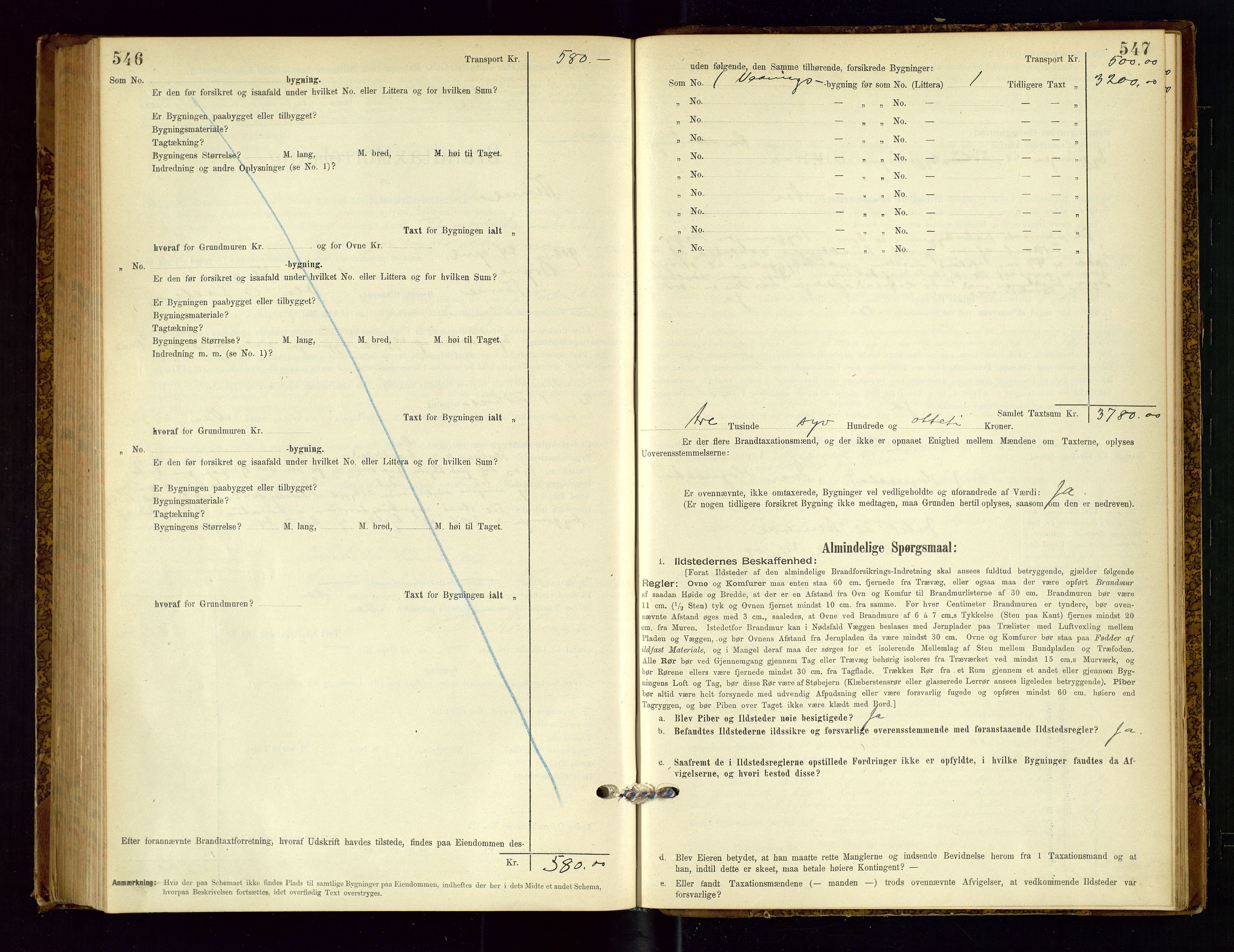 Time lensmannskontor, SAST/A-100420/Gob/L0001: Branntakstprotokoll, 1896-1914, s. 546-547