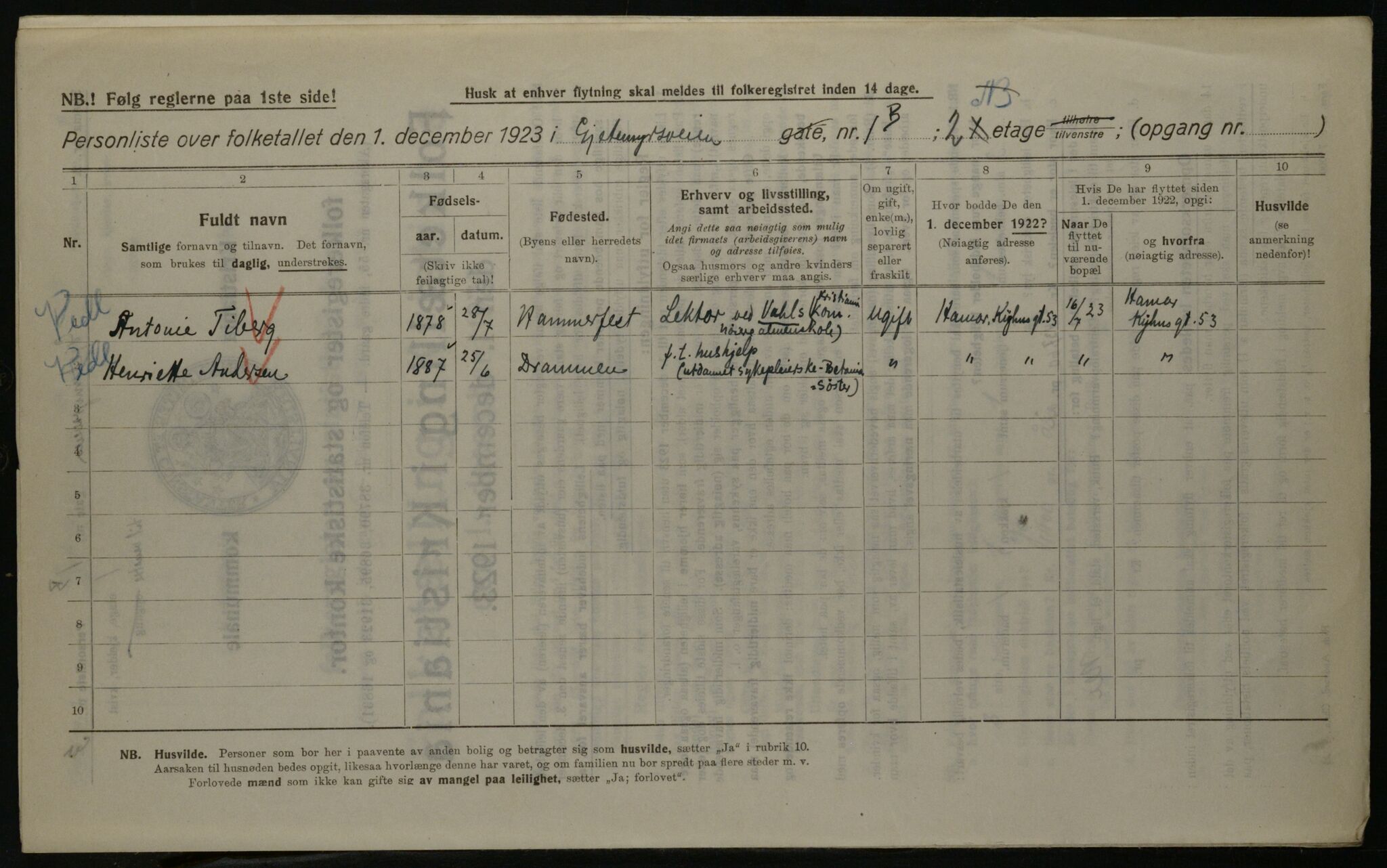 OBA, Kommunal folketelling 1.12.1923 for Kristiania, 1923, s. 32343