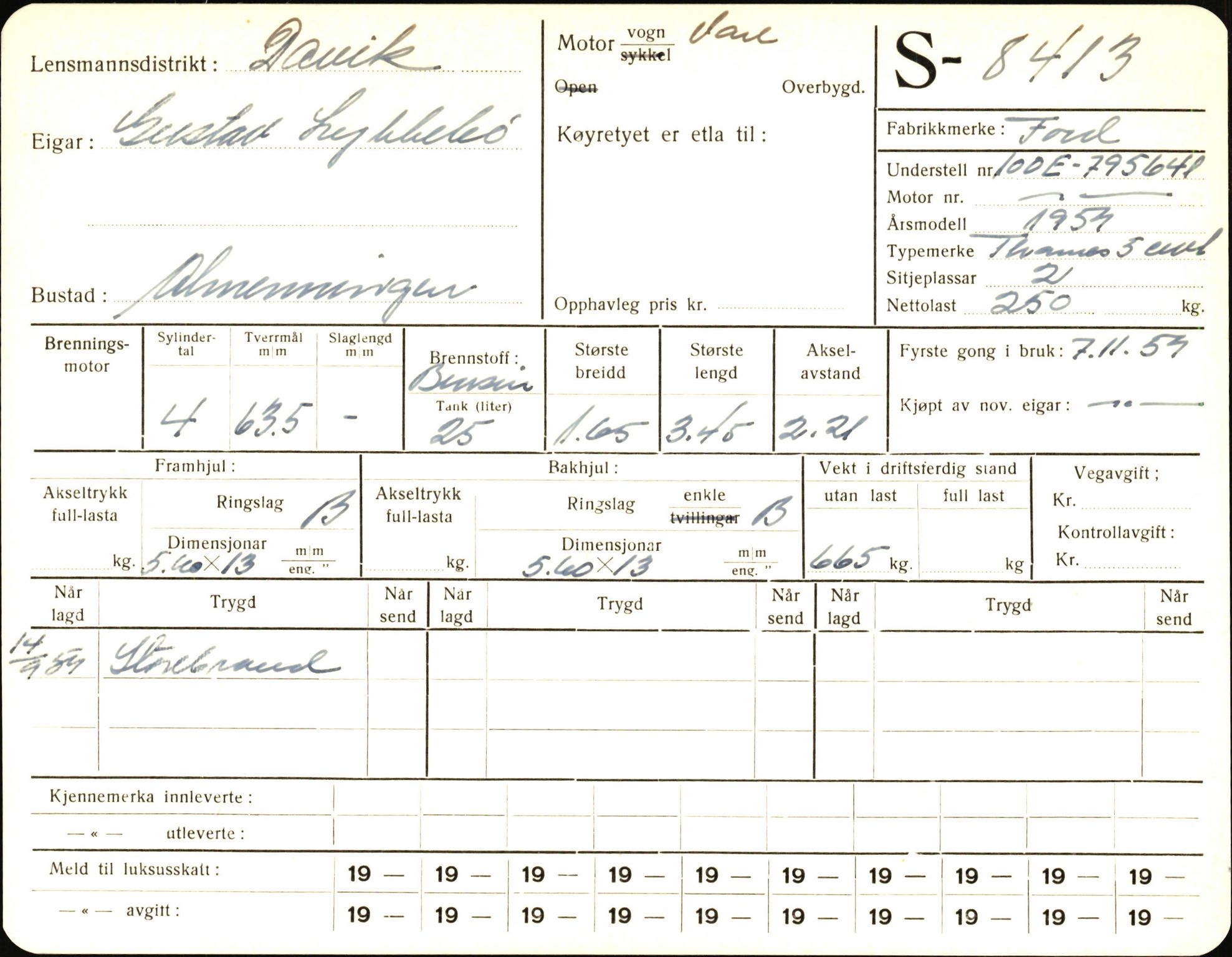 Statens vegvesen, Sogn og Fjordane vegkontor, AV/SAB-A-5301/4/F/L0006: Registerkort utmeldte Fjordane S8300-9500, 1930-1961, s. 181