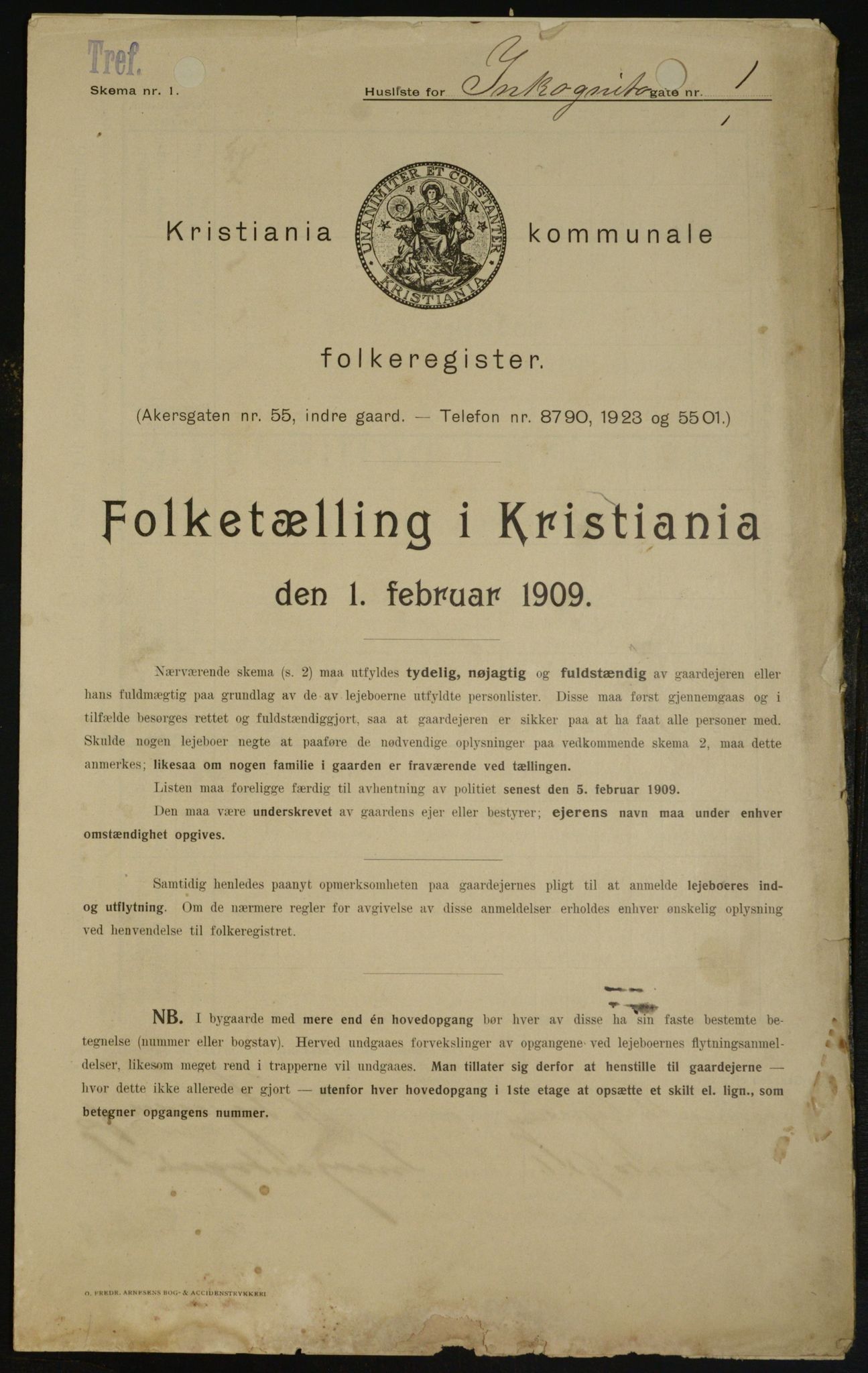 OBA, Kommunal folketelling 1.2.1909 for Kristiania kjøpstad, 1909, s. 40202