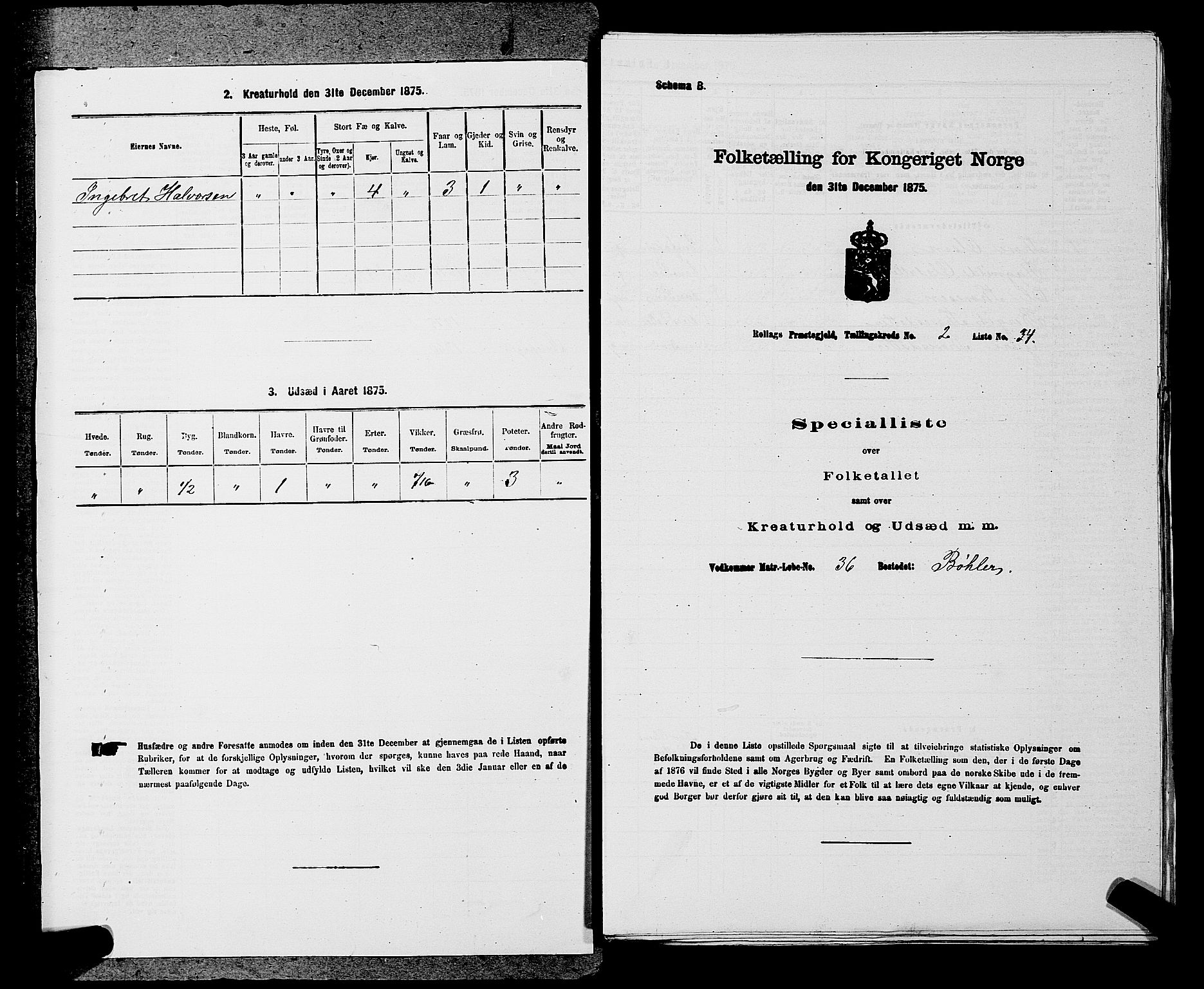 SAKO, Folketelling 1875 for 0632P Rollag prestegjeld, 1875, s. 132