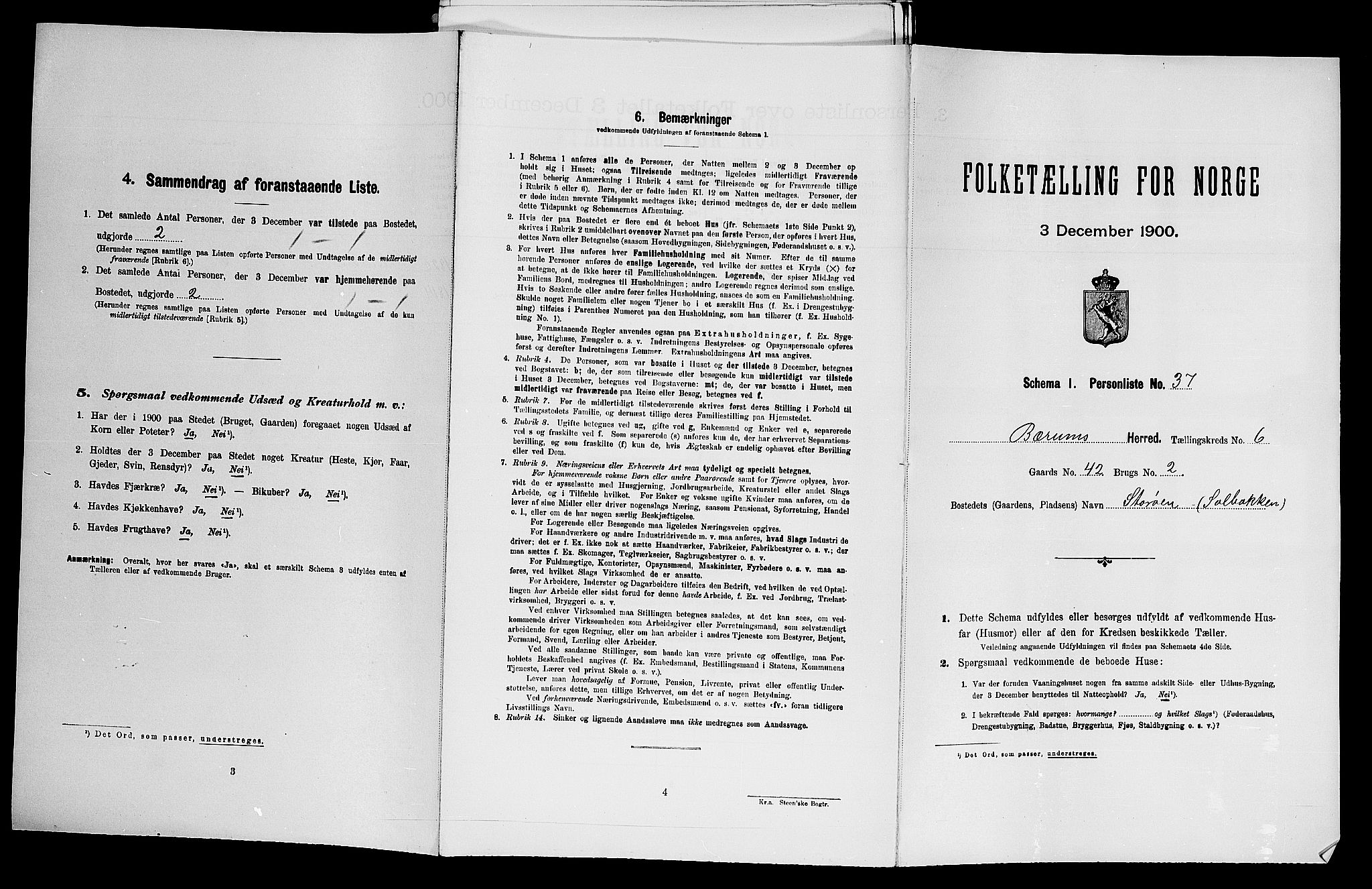 SAO, Folketelling 1900 for 0219 Bærum herred, 1900
