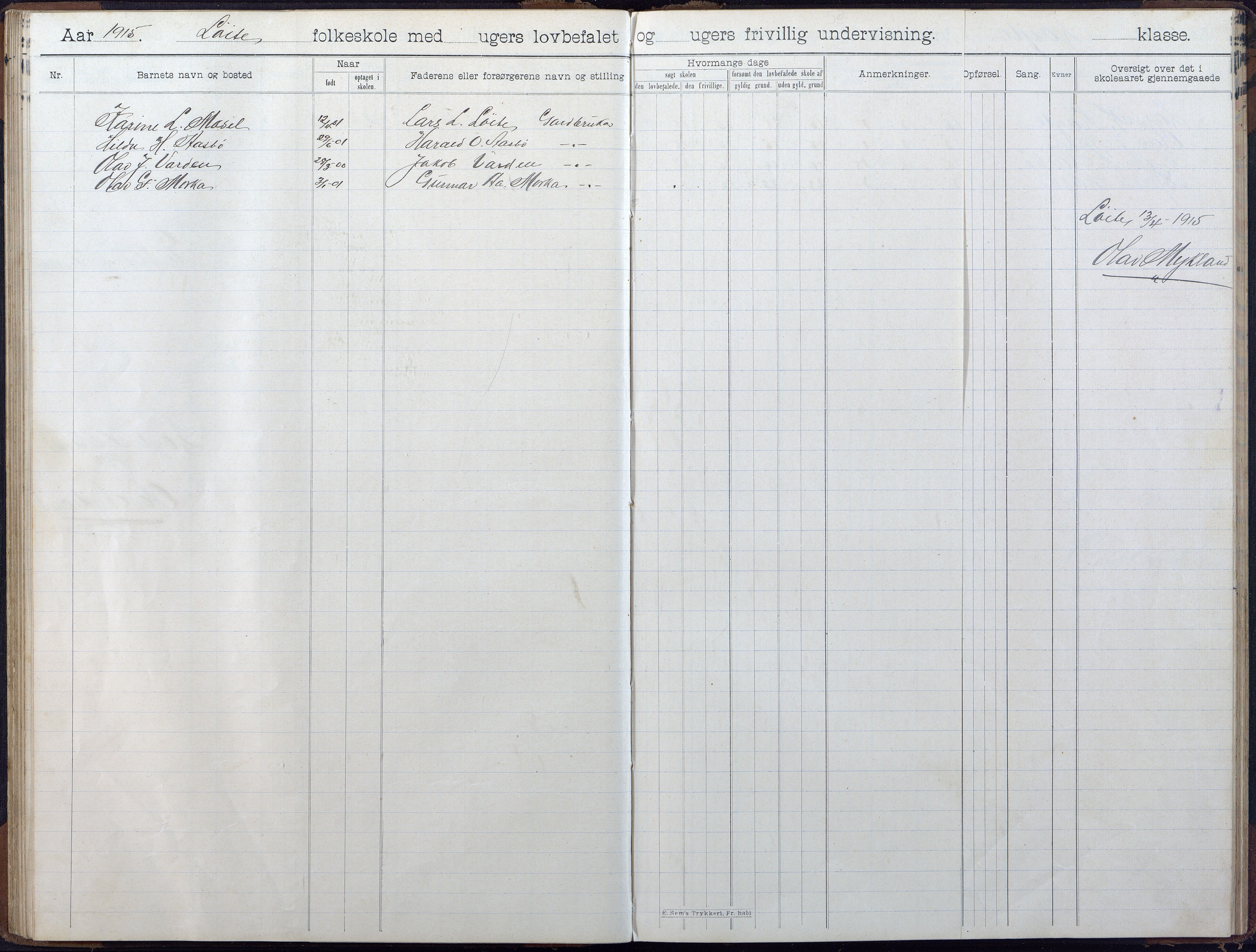 Gjerstad Kommune, Løite Skole, AAKS/KA0911-550c/F02/L0002: Skoleprotokoll, 1903-1921