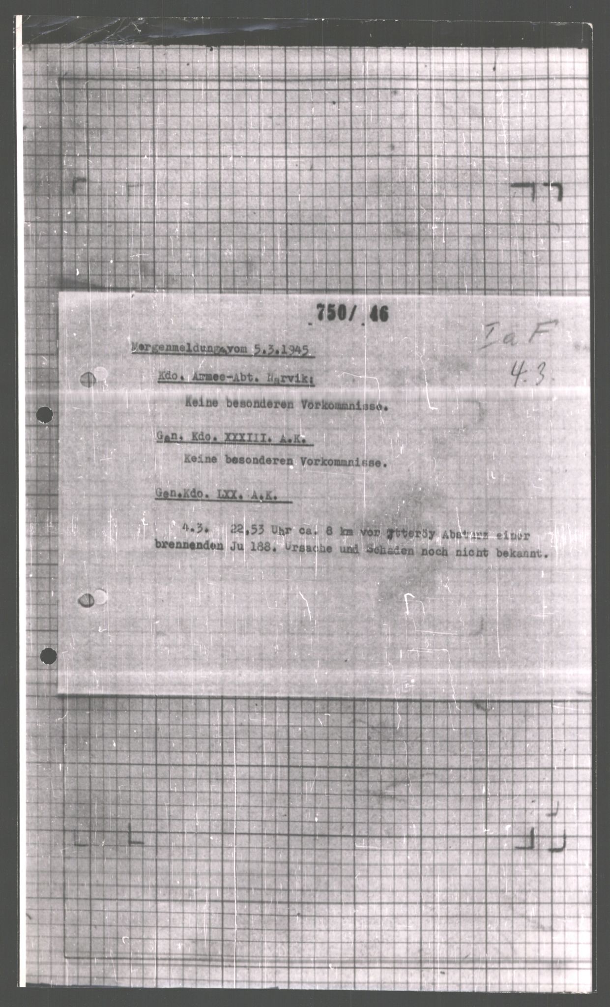 Forsvarets Overkommando. 2 kontor. Arkiv 11.4. Spredte tyske arkivsaker, AV/RA-RAFA-7031/D/Dar/Dara/L0008: Krigsdagbøker for 20. Gebirgs-Armee-Oberkommando (AOK 20), 1945, s. 94