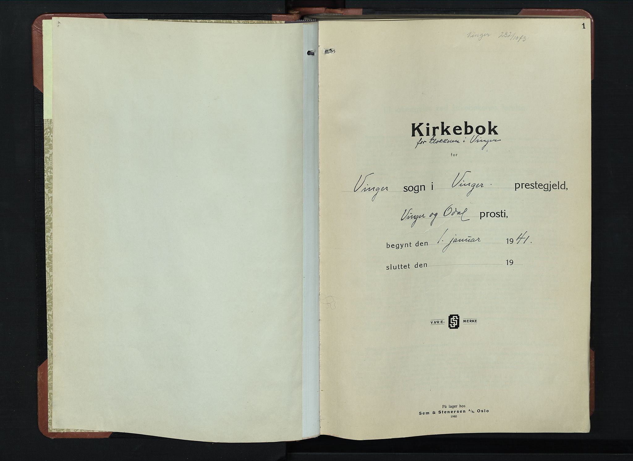 Vinger prestekontor, SAH/PREST-024/H/Ha/Hab/L0007: Klokkerbok nr. 7, 1941-1955, s. 1