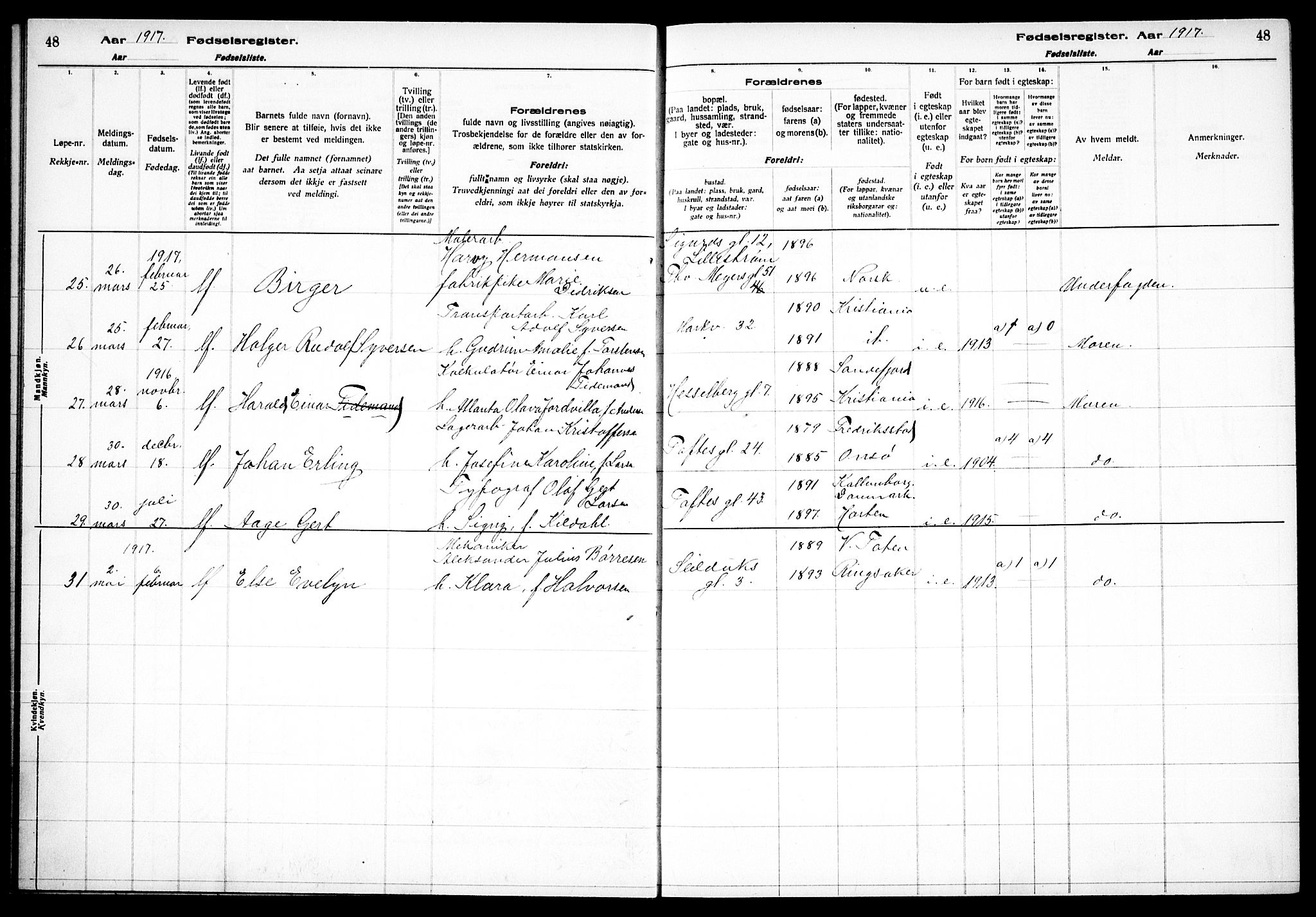 Paulus prestekontor Kirkebøker, AV/SAO-A-10871/J/Ja/L0001: Fødselsregister nr. 1, 1916-1923, s. 48