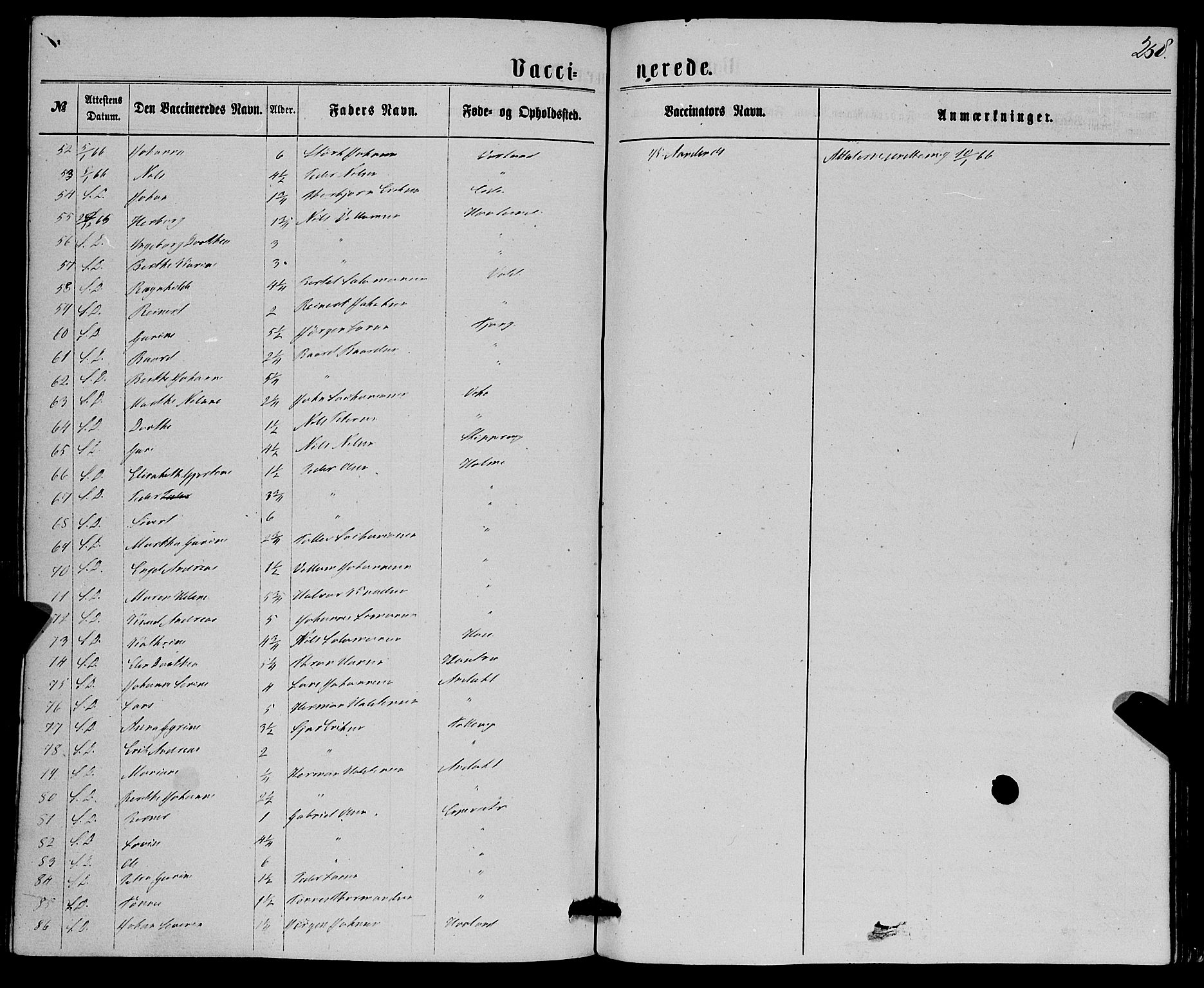 Finnås sokneprestembete, SAB/A-99925/H/Ha/Haa/Haaa/L0008: Ministerialbok nr. A 8, 1863-1872, s. 258