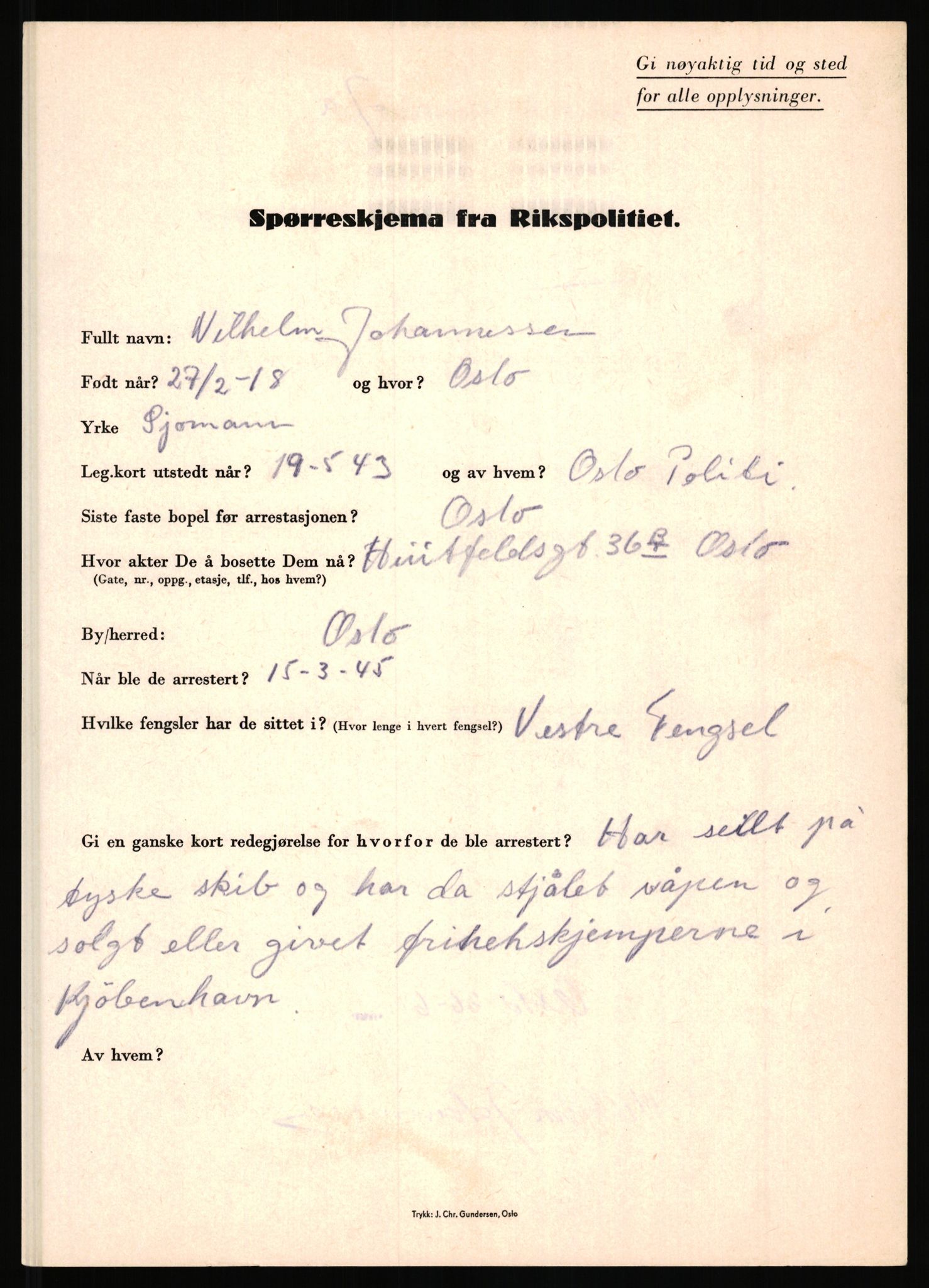 Rikspolitisjefen, AV/RA-S-1560/L/L0008: Jaffe, Bernhard - Karset, Helge Hafsahl, 1940-1945, s. 532