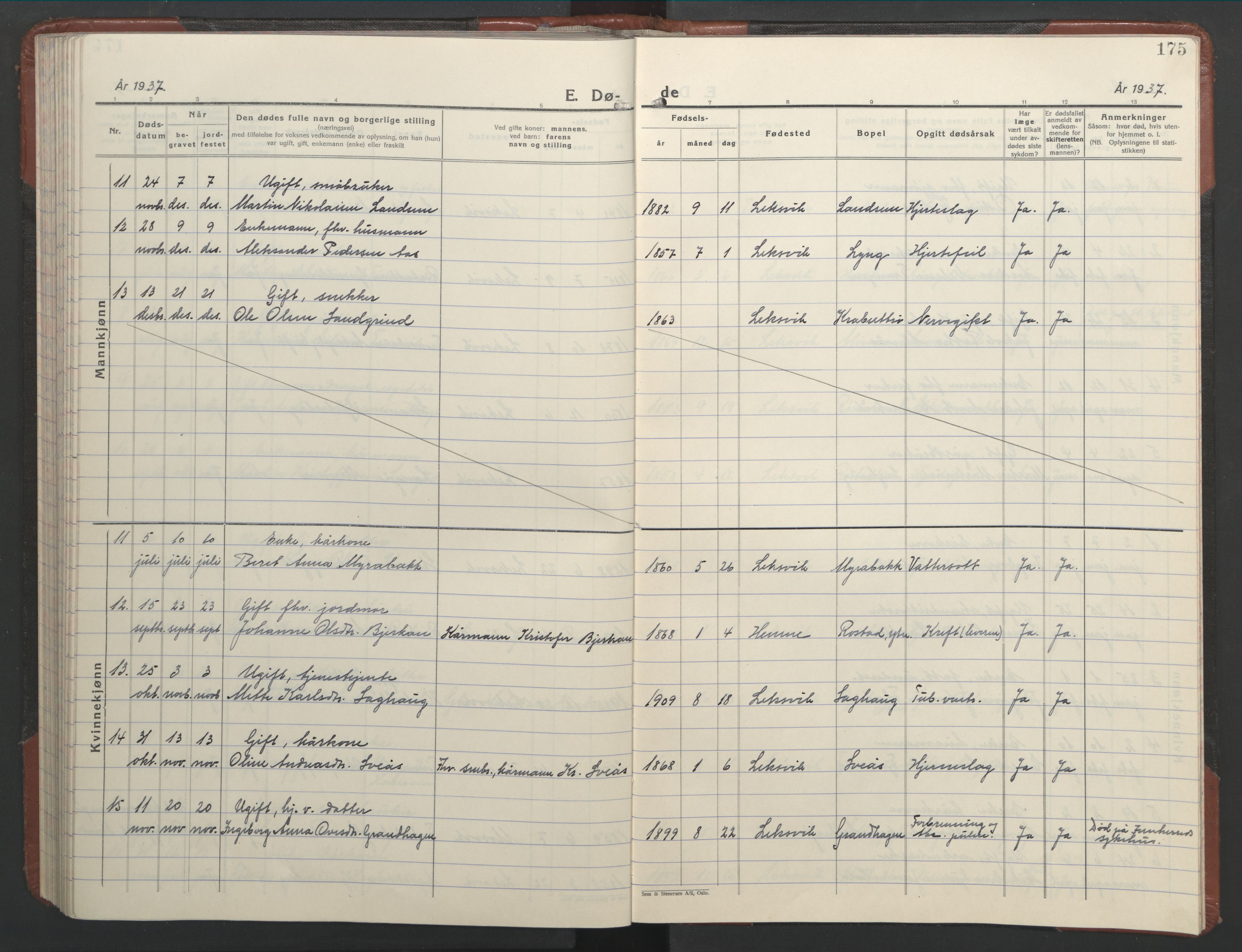 Ministerialprotokoller, klokkerbøker og fødselsregistre - Nord-Trøndelag, AV/SAT-A-1458/701/L0019: Klokkerbok nr. 701C03, 1930-1953, s. 175