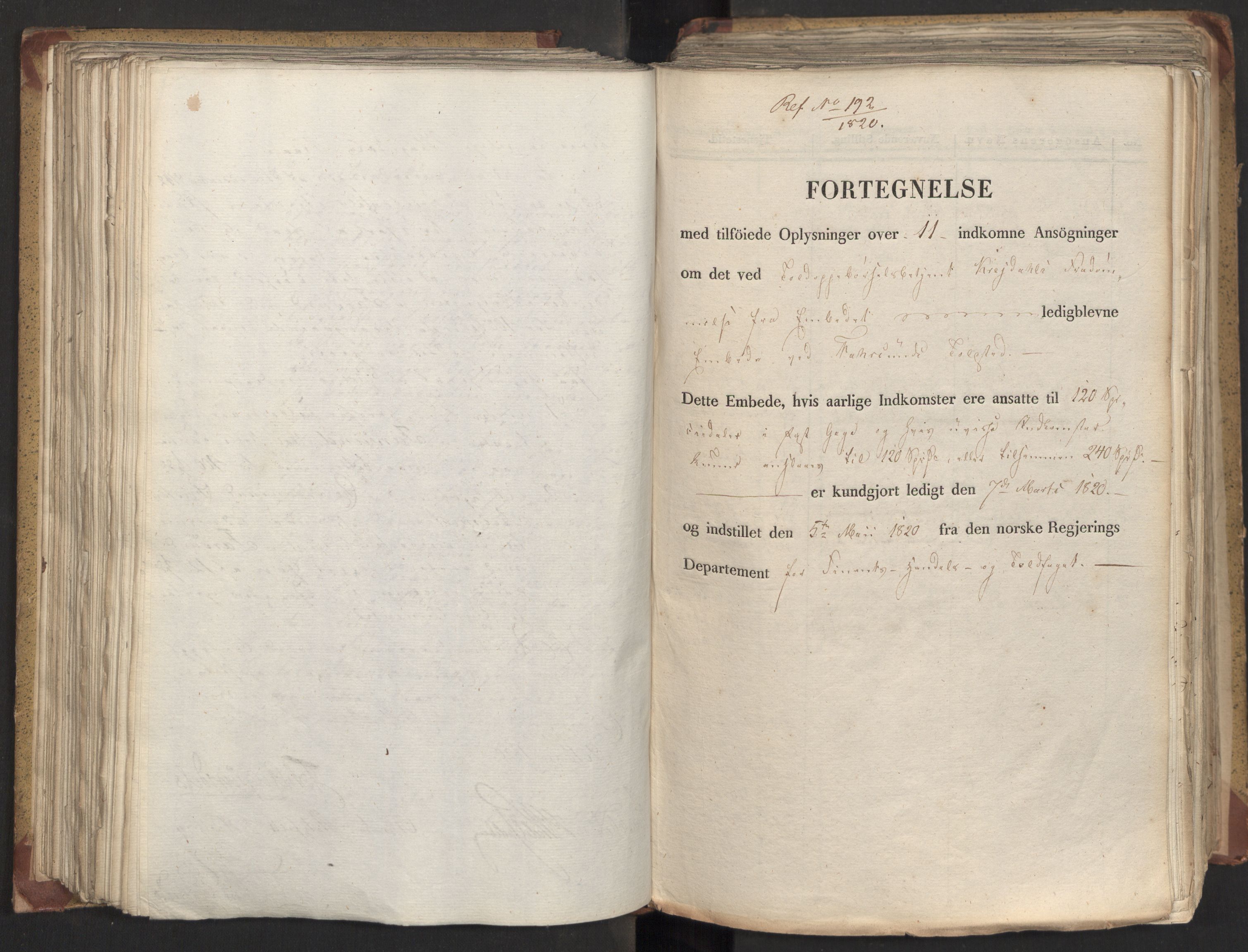 Statsrådsavdelingen i Stockholm, AV/RA-S-1003/D/Da/L0022: Regjeringsinnstillinger nr. 4399-4565, 1820, s. 222