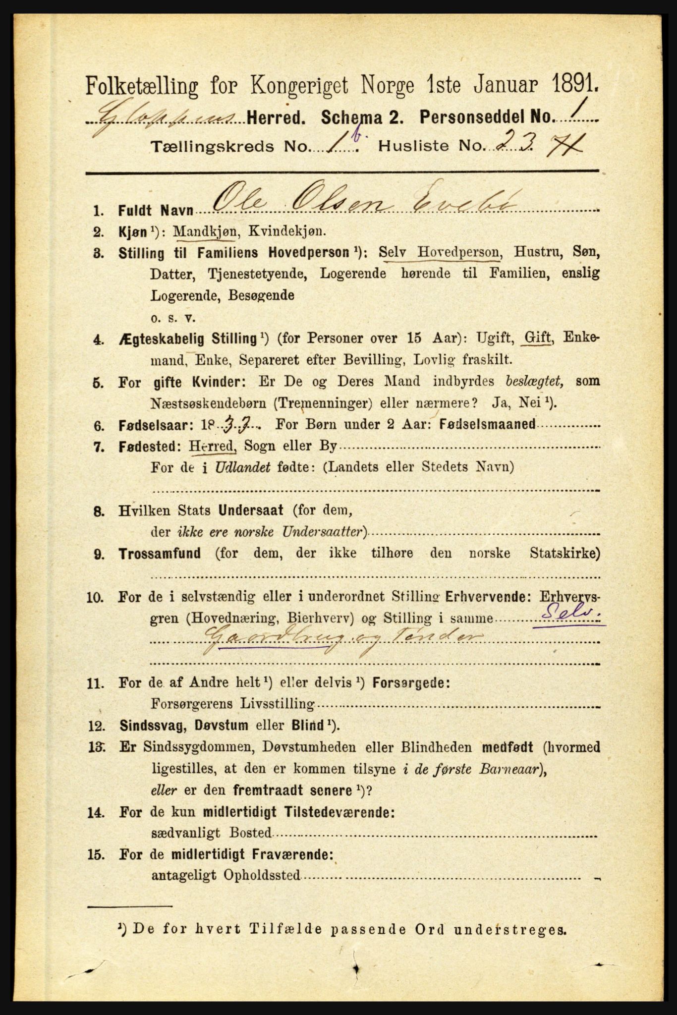 RA, Folketelling 1891 for 1445 Gloppen herred, 1891, s. 527