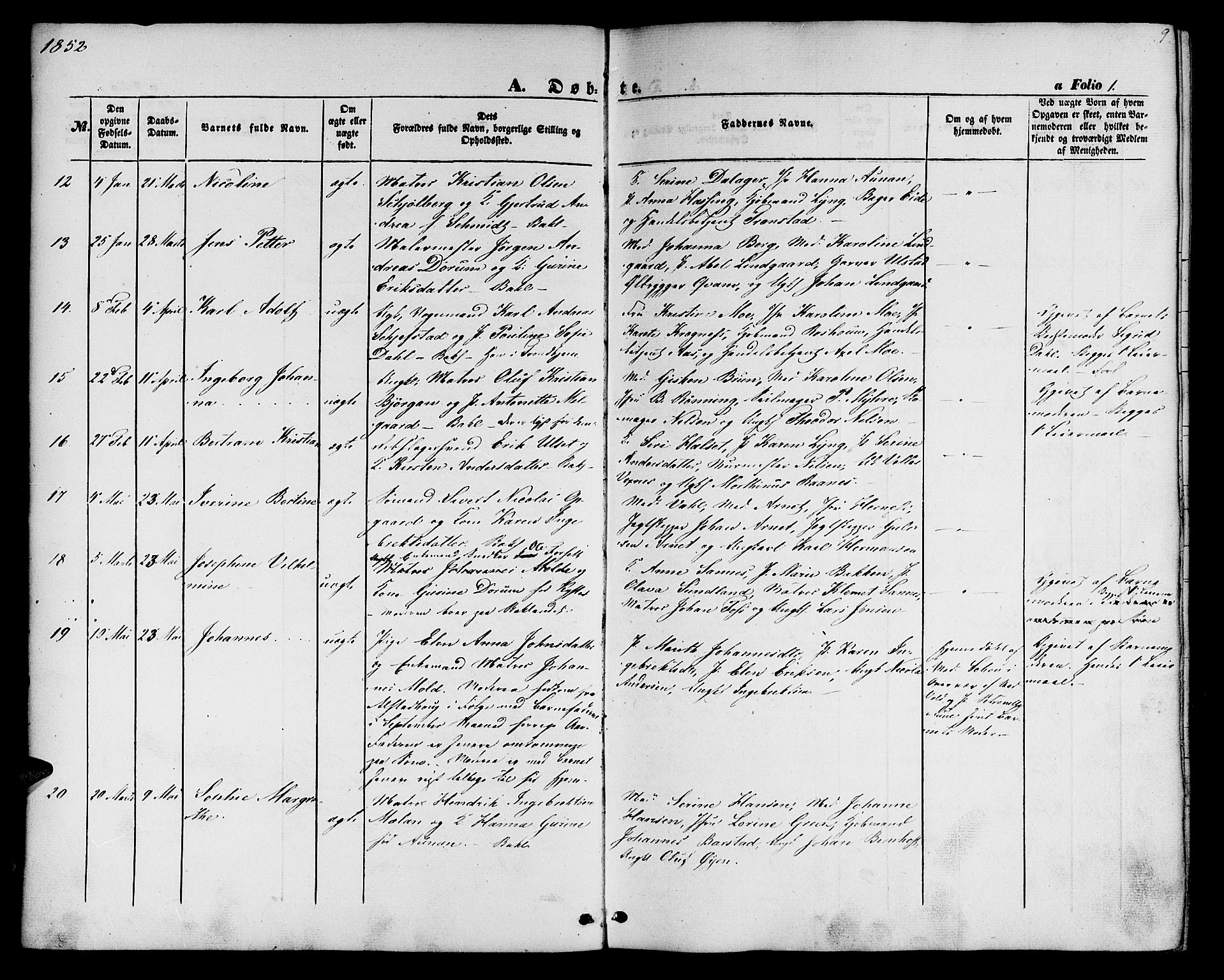 Ministerialprotokoller, klokkerbøker og fødselsregistre - Sør-Trøndelag, SAT/A-1456/604/L0184: Ministerialbok nr. 604A05, 1851-1860, s. 9