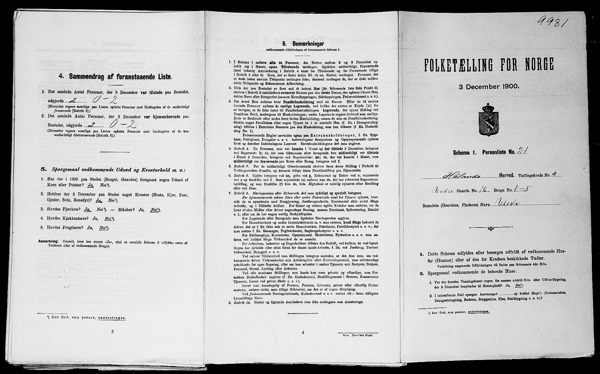 SAST, Folketelling 1900 for 1124 Haaland herred, 1900, s. 645