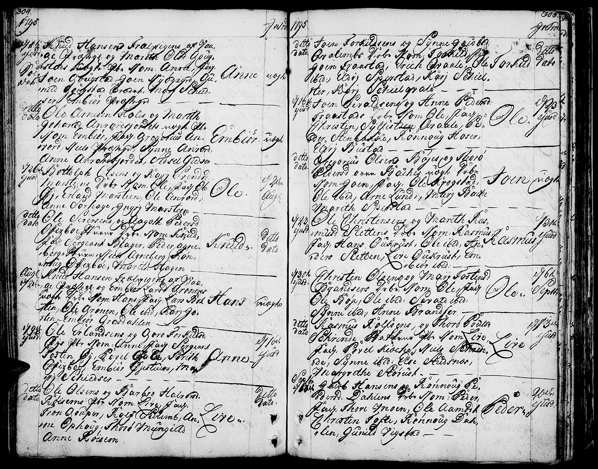 Lom prestekontor, AV/SAH-PREST-070/K/L0002: Ministerialbok nr. 2, 1749-1801, s. 304-305