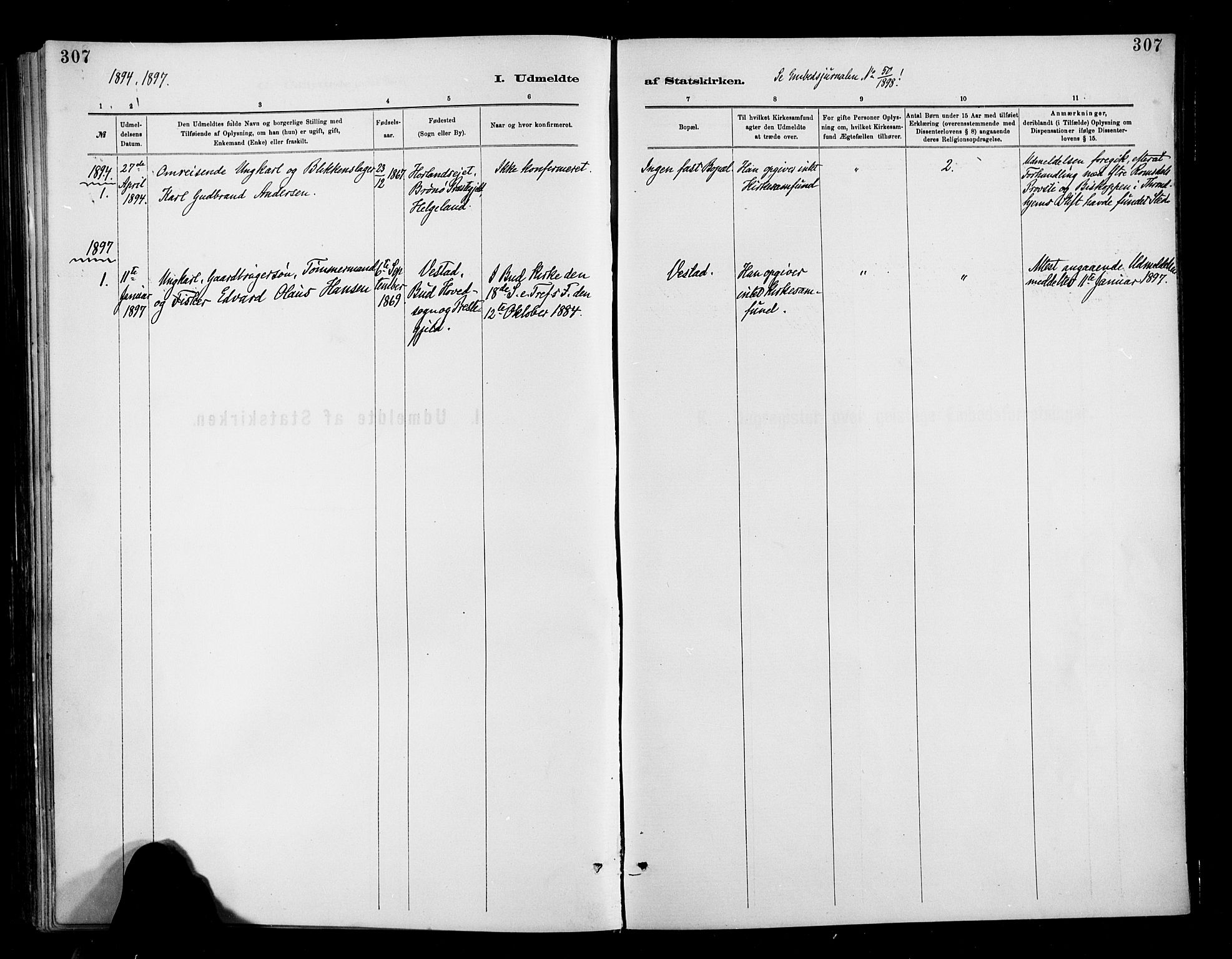 Ministerialprotokoller, klokkerbøker og fødselsregistre - Møre og Romsdal, SAT/A-1454/566/L0769: Ministerialbok nr. 566A08, 1881-1903, s. 307