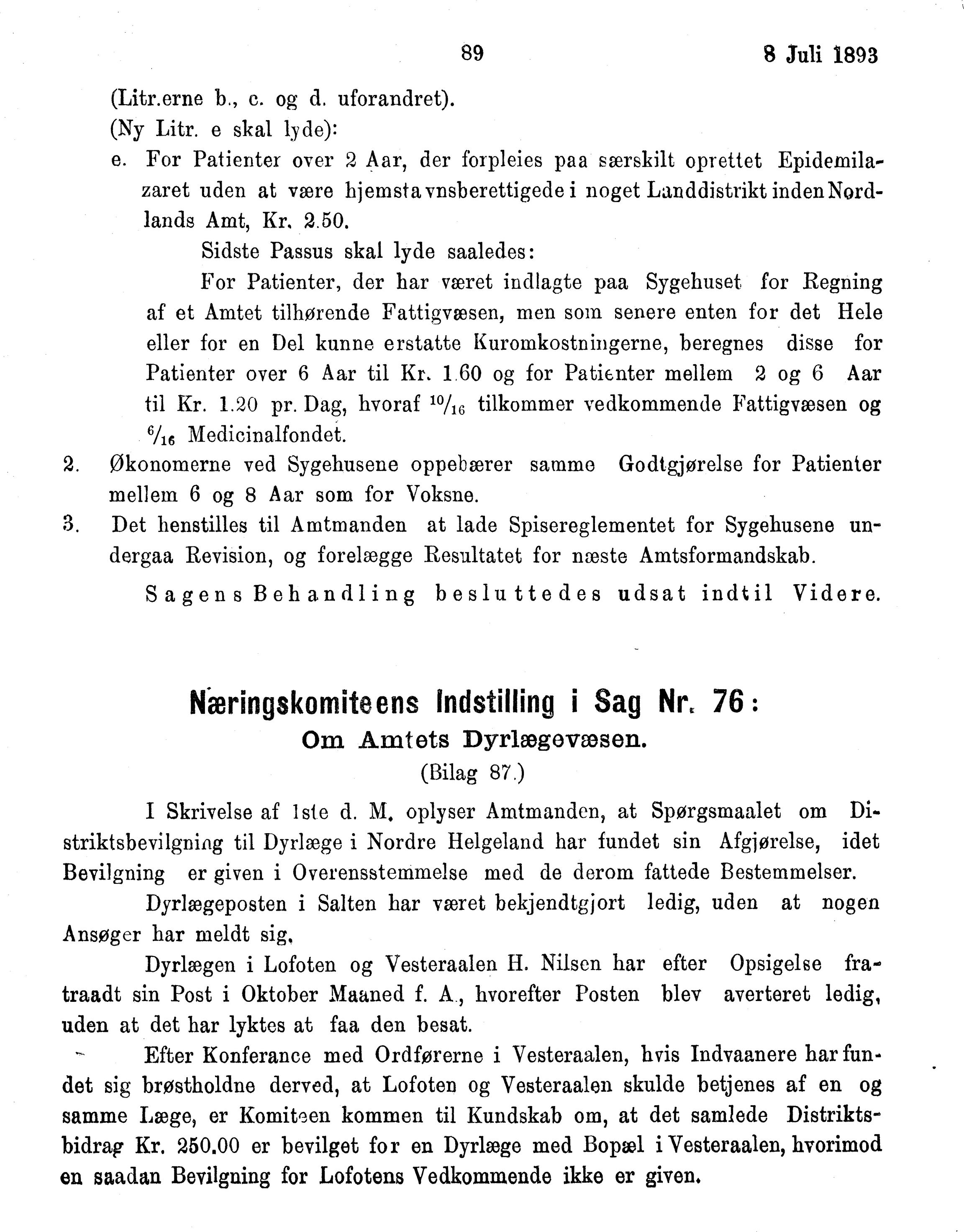 Nordland Fylkeskommune. Fylkestinget, AIN/NFK-17/176/A/Ac/L0016: Fylkestingsforhandlinger 1891-1893, 1891-1893