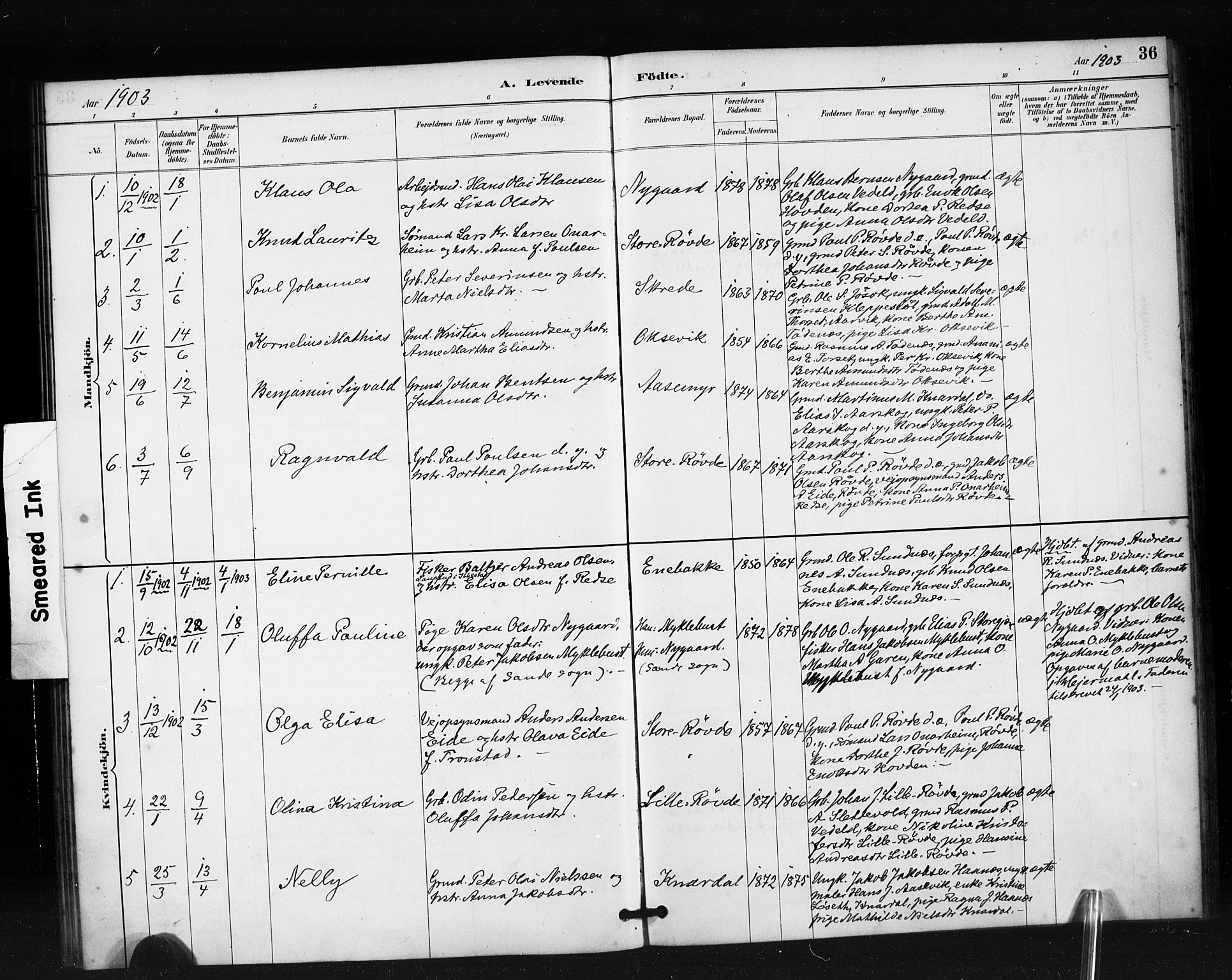 Ministerialprotokoller, klokkerbøker og fødselsregistre - Møre og Romsdal, AV/SAT-A-1454/504/L0056: Ministerialbok nr. 504A03, 1884-1904, s. 36