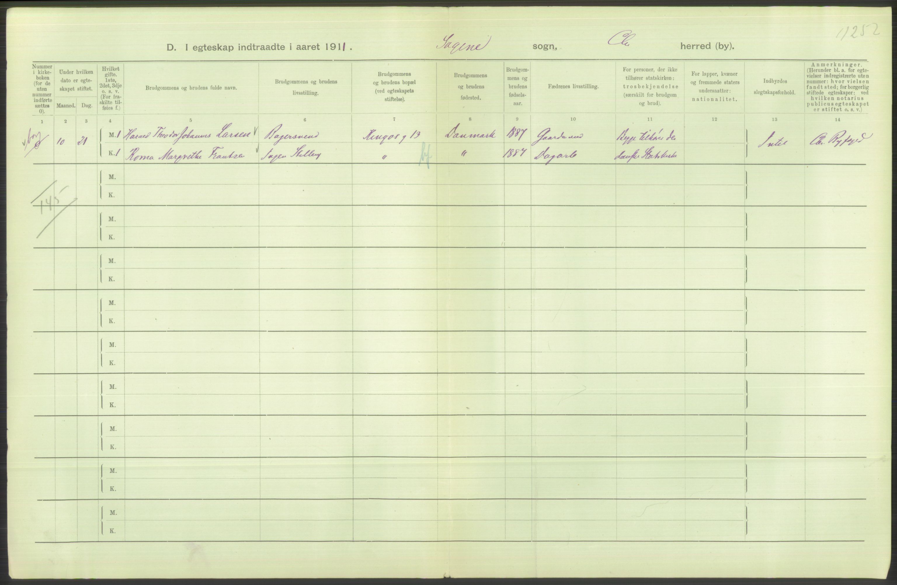 Statistisk sentralbyrå, Sosiodemografiske emner, Befolkning, AV/RA-S-2228/D/Df/Dfb/Dfba/L0008: Kristiania: Gifte, 1911, s. 716