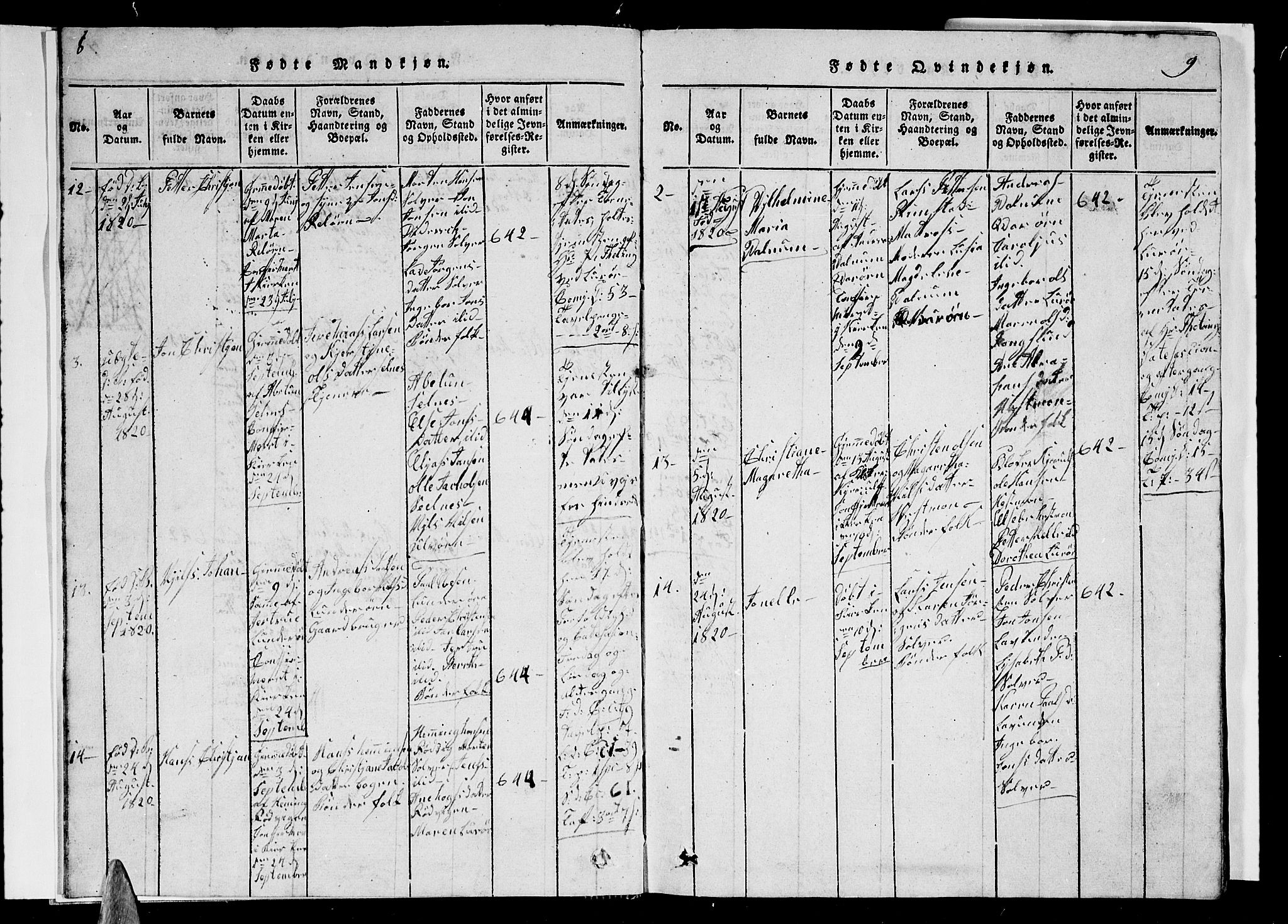 Ministerialprotokoller, klokkerbøker og fødselsregistre - Nordland, SAT/A-1459/839/L0571: Klokkerbok nr. 839C01, 1820-1840, s. 8-9