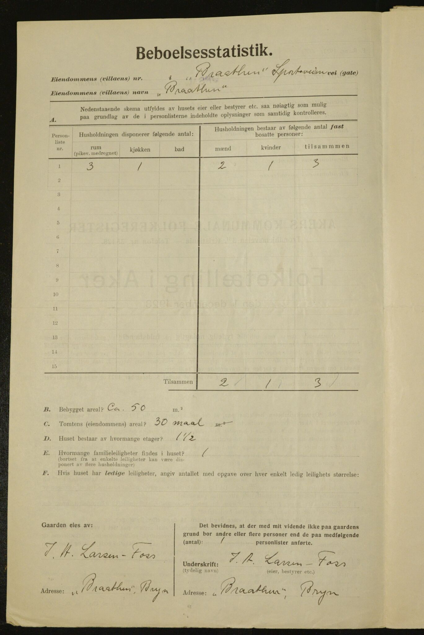 , Kommunal folketelling 1.12.1923 for Aker, 1923, s. 31277