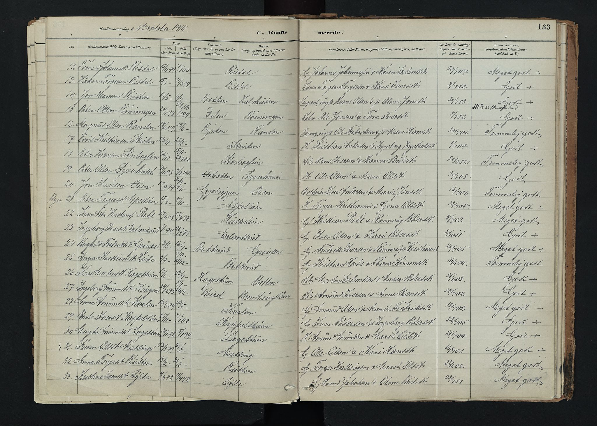 Nord-Fron prestekontor, AV/SAH-PREST-080/H/Ha/Haa/L0005: Ministerialbok nr. 5, 1884-1914, s. 133