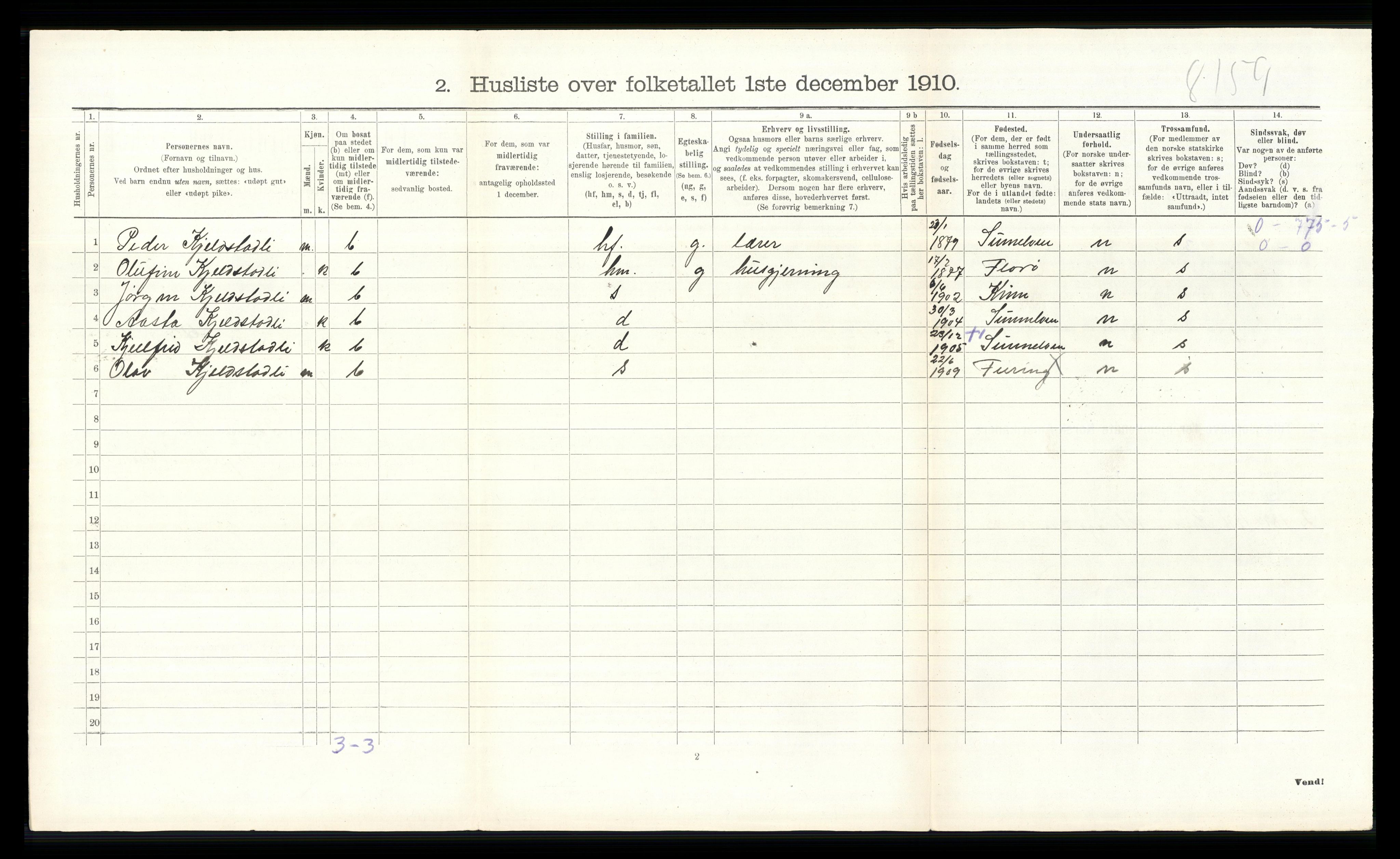 RA, Folketelling 1910 for 0240 Feiring herred, 1910, s. 319