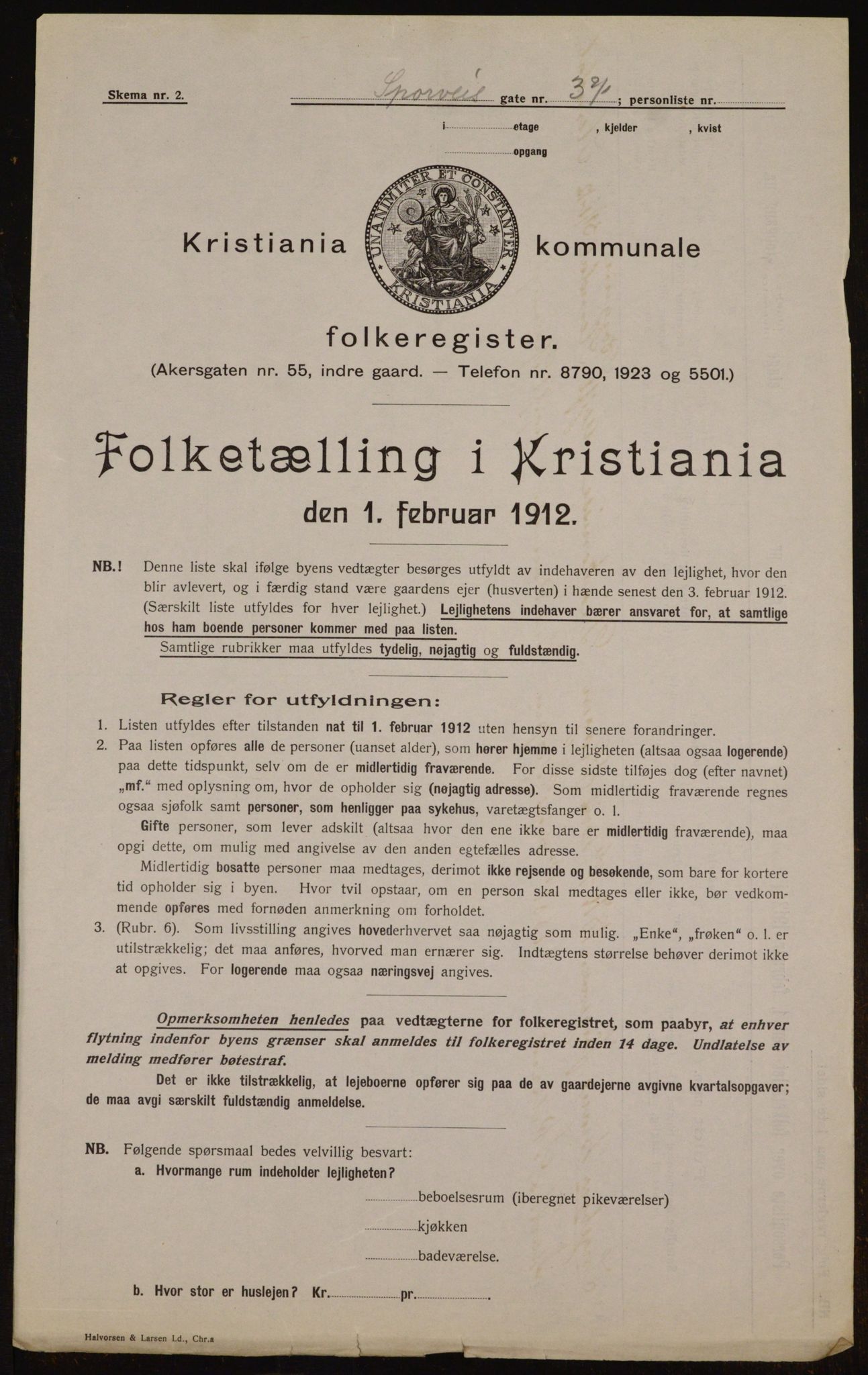 OBA, Kommunal folketelling 1.2.1912 for Kristiania, 1912, s. 100907