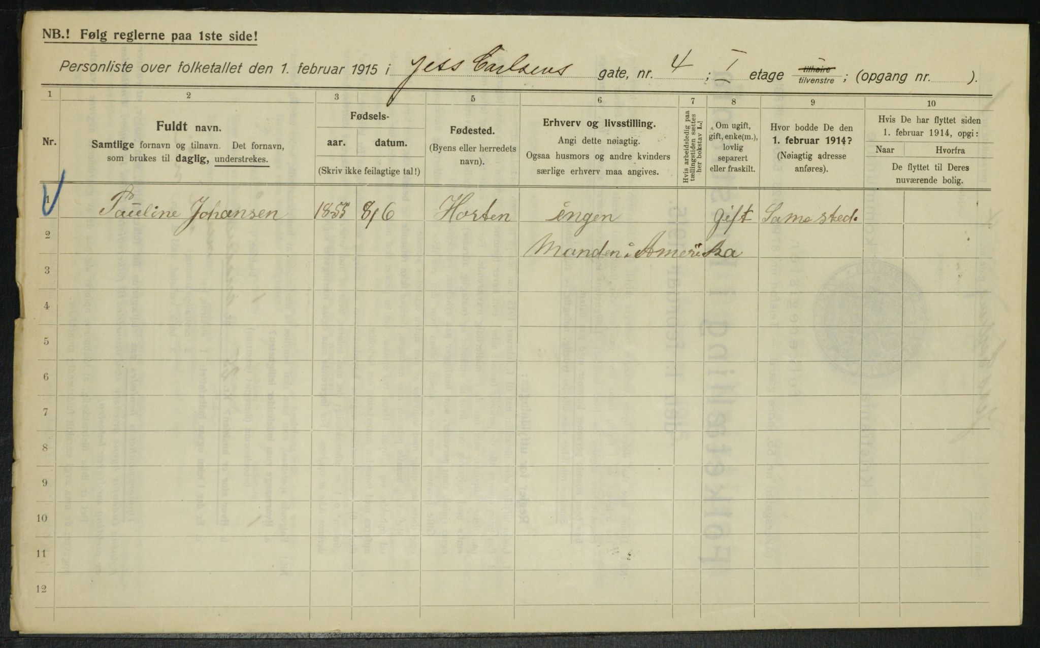 OBA, Kommunal folketelling 1.2.1915 for Kristiania, 1915, s. 46545