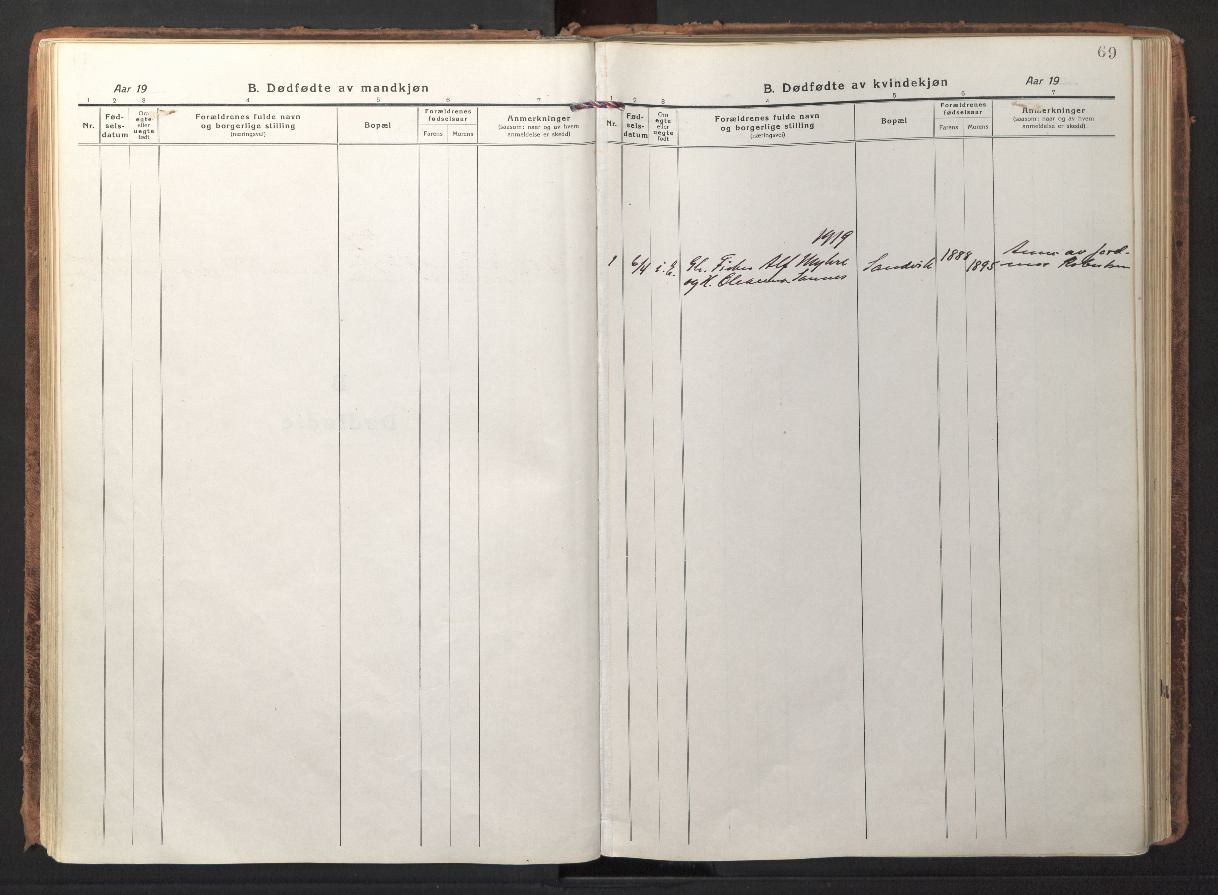Ministerialprotokoller, klokkerbøker og fødselsregistre - Nordland, SAT/A-1459/892/L1323: Ministerialbok nr. 892A04, 1917-1934, s. 69