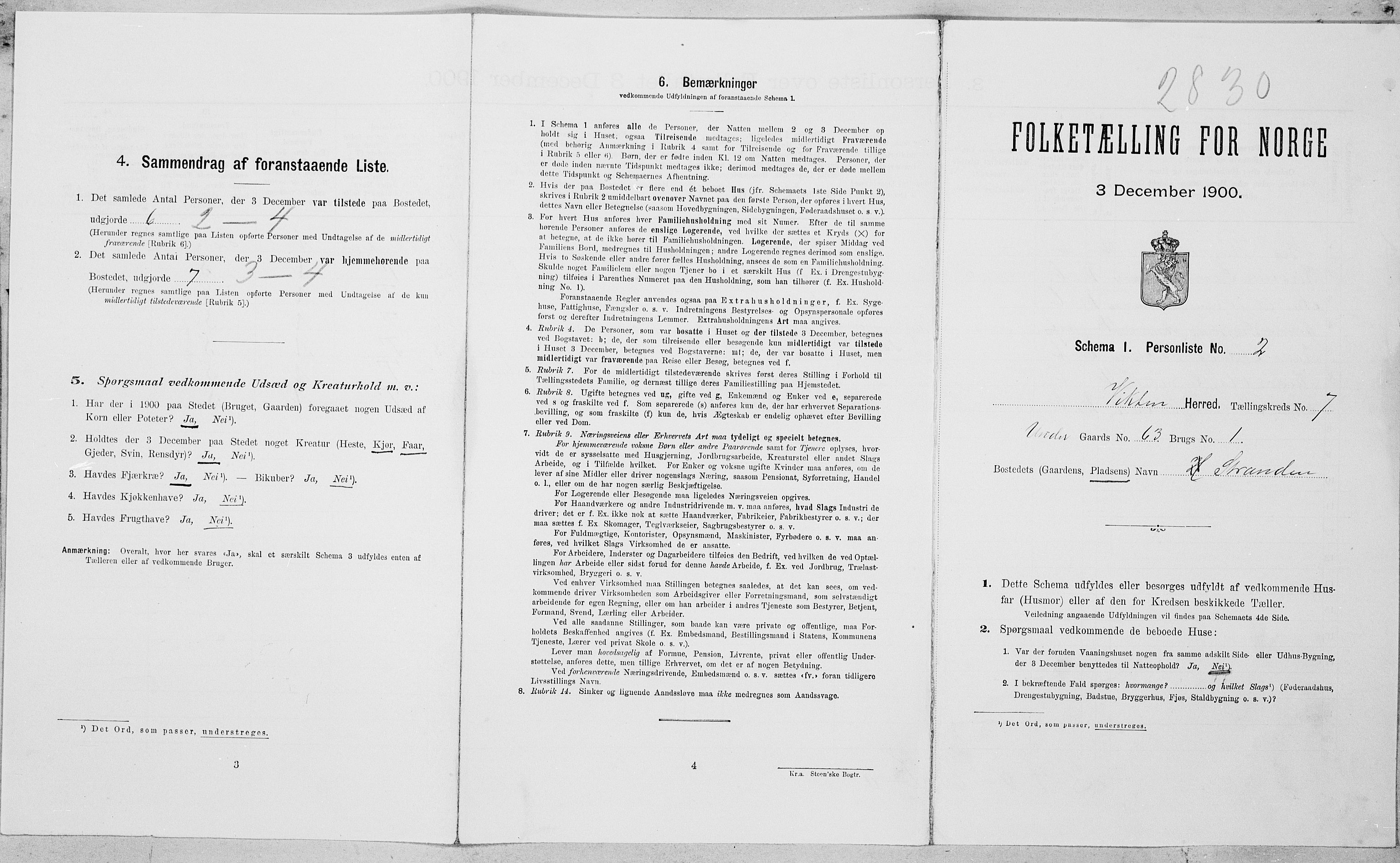 SAT, Folketelling 1900 for 1750 Vikna herred, 1900, s. 745