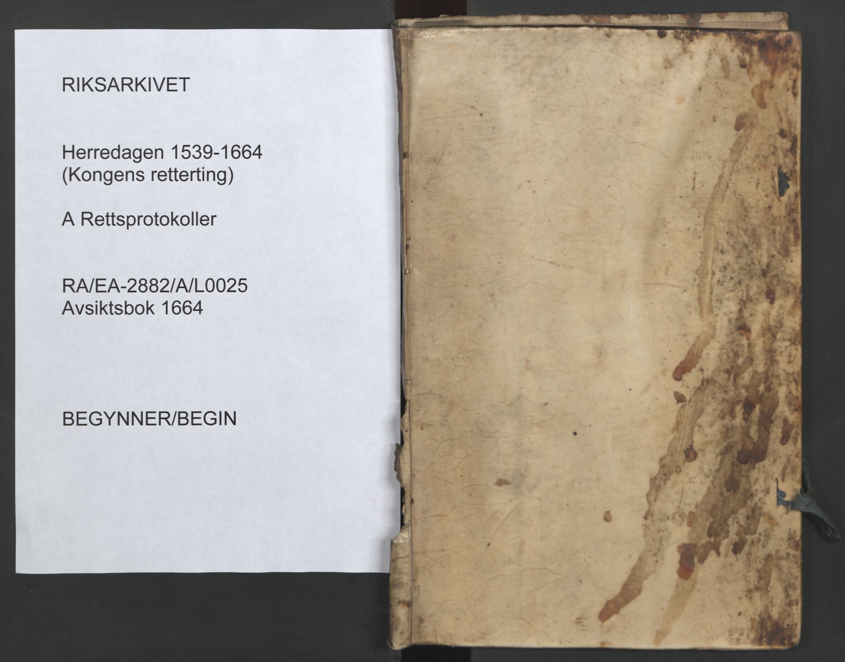 Herredagen 1539-1664  (Kongens Retterting), RA/EA-2882/A/L0025: Avsiktsbok   Stevningsbok, 1664
