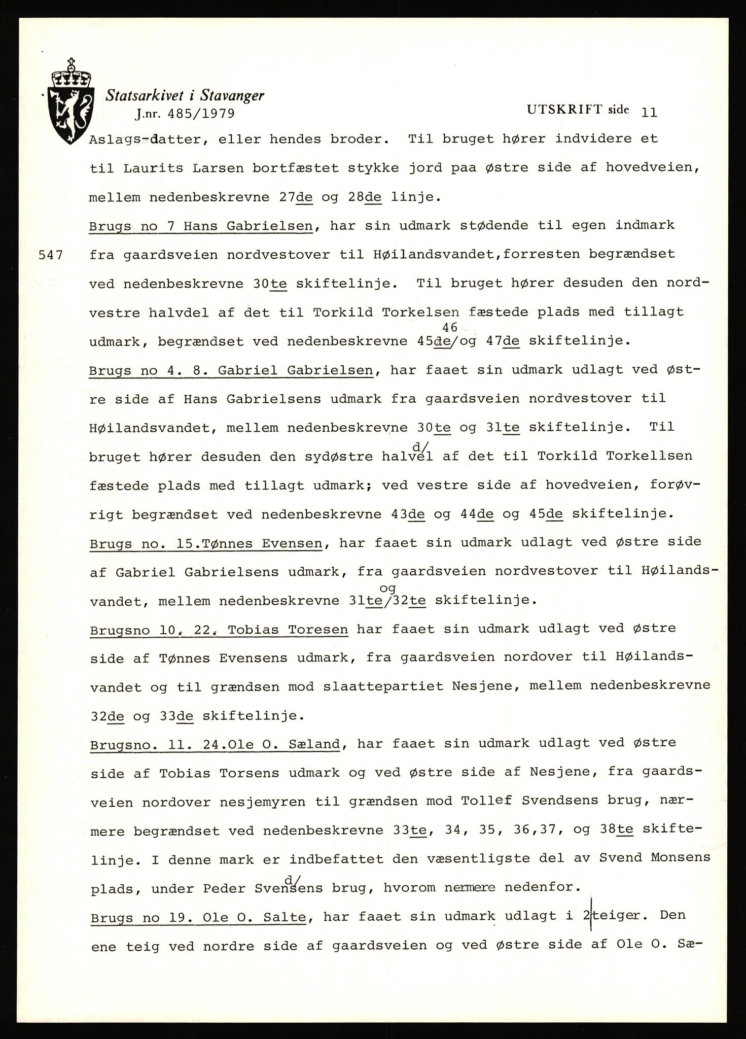 Statsarkivet i Stavanger, AV/SAST-A-101971/03/Y/Yj/L0041: Avskrifter sortert etter gårdsnavn: Hustveit i Vikedal - Høivik indre, 1750-1930, s. 403