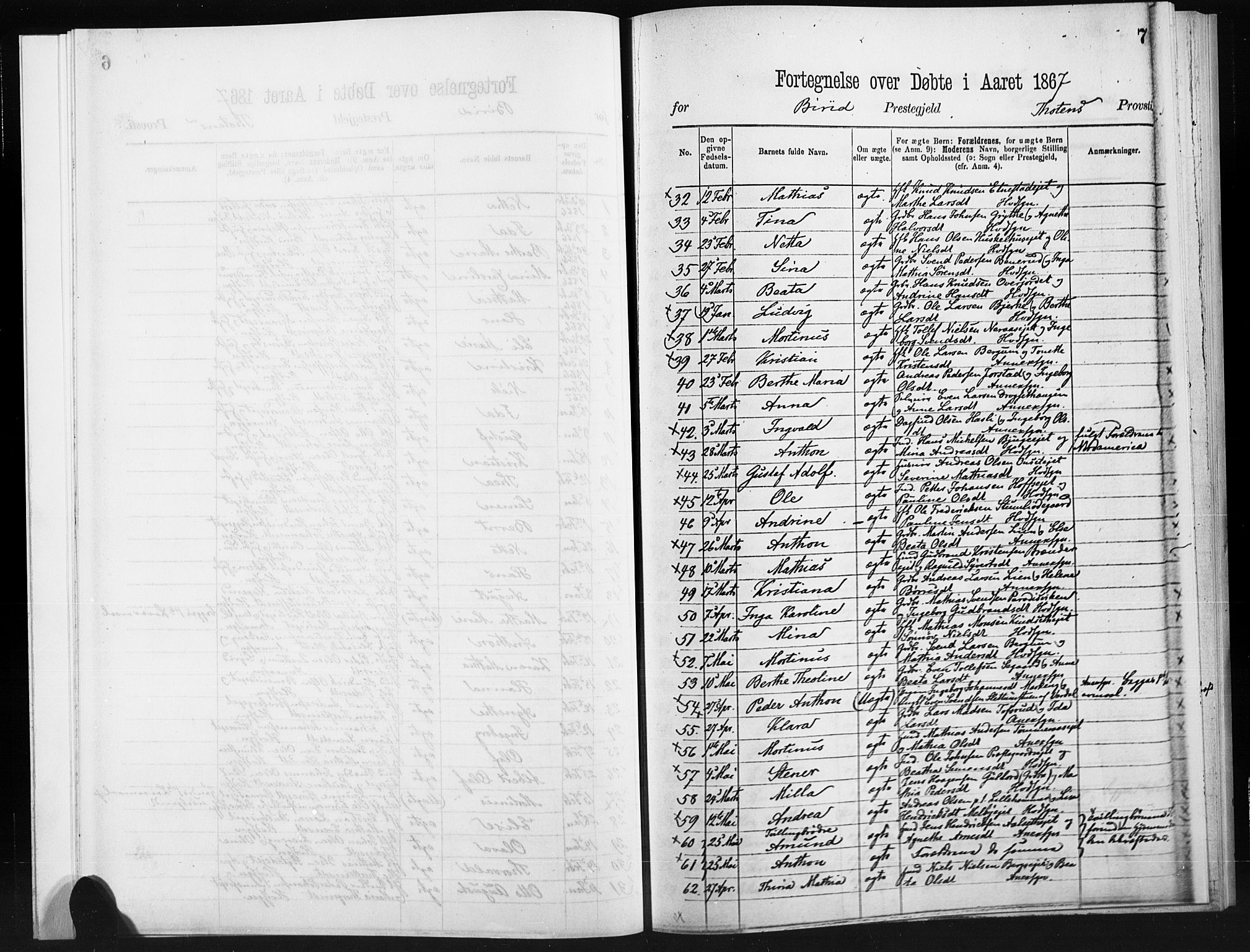 Statistisk sentralbyrå, Sosiodemografiske emner, Befolkning, RA/S-2228/D/Dd: Ministerialbok nr. -, 1866-1872, s. 7