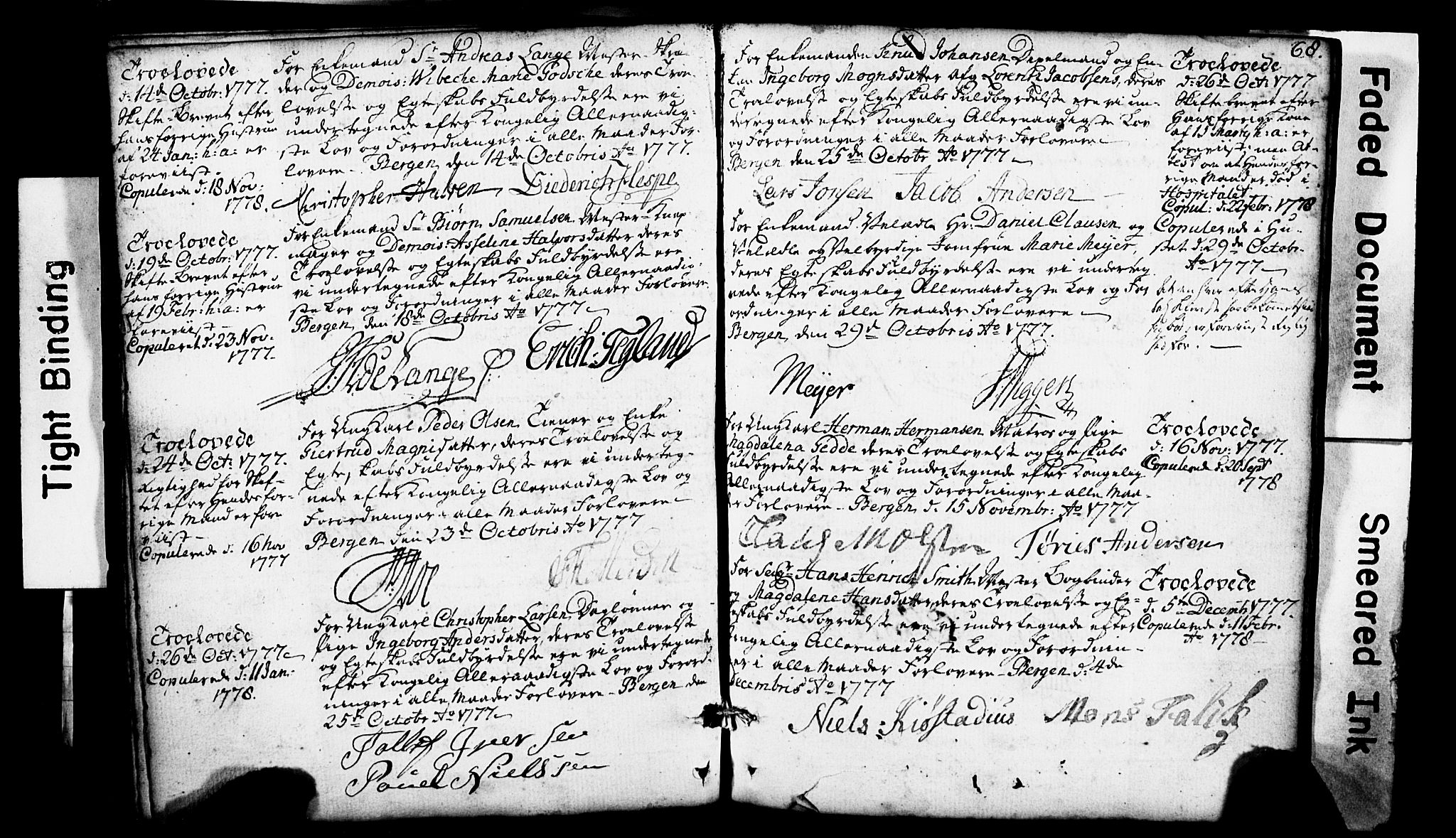 Domkirken sokneprestembete, SAB/A-74801: Forlovererklæringer nr. II.5.1, 1767-1792, s. 68