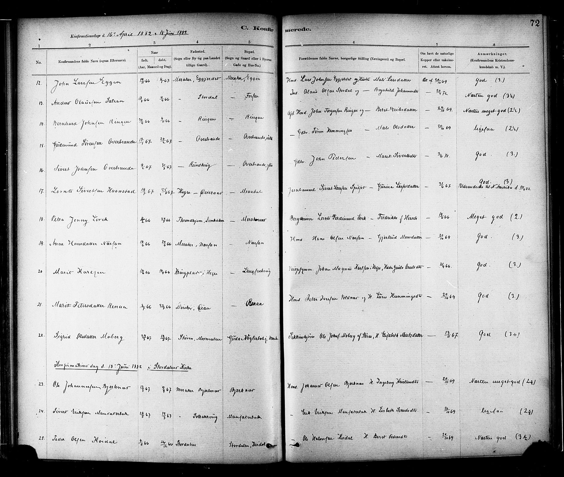Ministerialprotokoller, klokkerbøker og fødselsregistre - Nord-Trøndelag, SAT/A-1458/706/L0047: Ministerialbok nr. 706A03, 1878-1892, s. 72