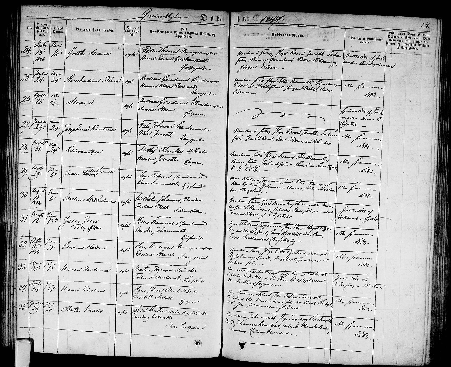 Bragernes kirkebøker, AV/SAKO-A-6/F/Fb/L0001: Ministerialbok nr. II 1, 1830-1847, s. 278