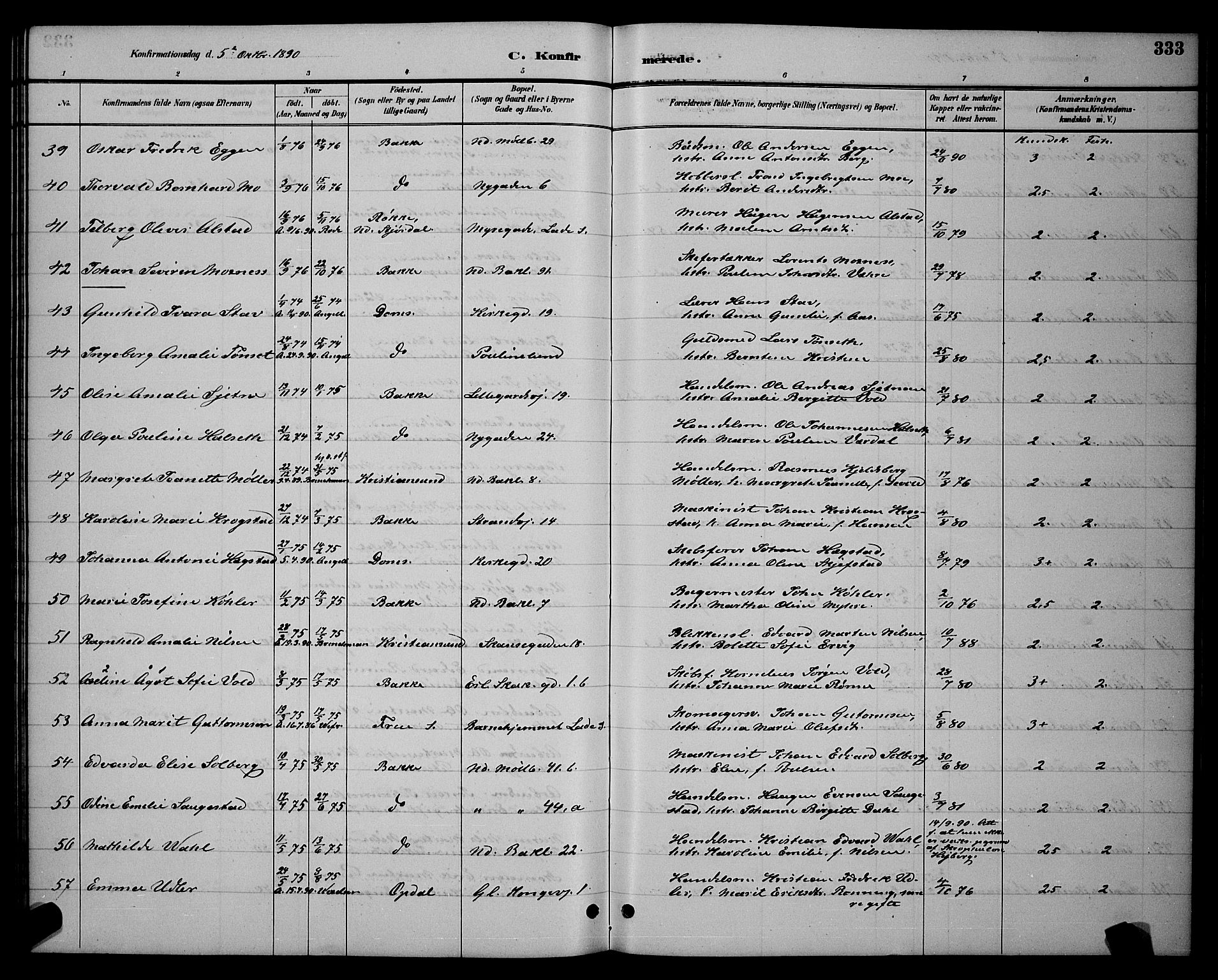 Ministerialprotokoller, klokkerbøker og fødselsregistre - Sør-Trøndelag, AV/SAT-A-1456/604/L0222: Klokkerbok nr. 604C05, 1886-1895, s. 333