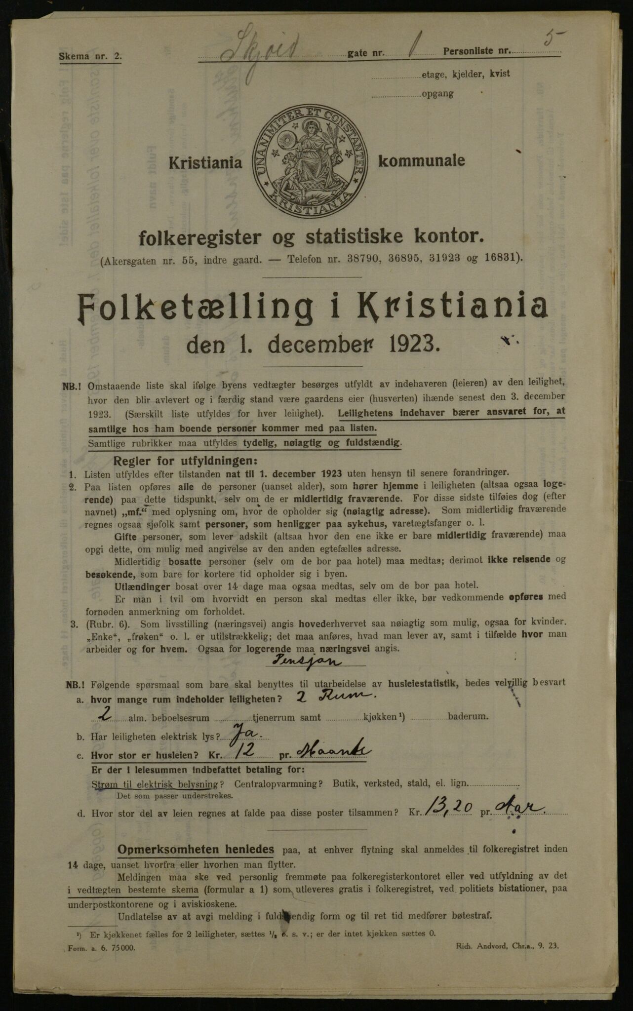 OBA, Kommunal folketelling 1.12.1923 for Kristiania, 1923, s. 106443