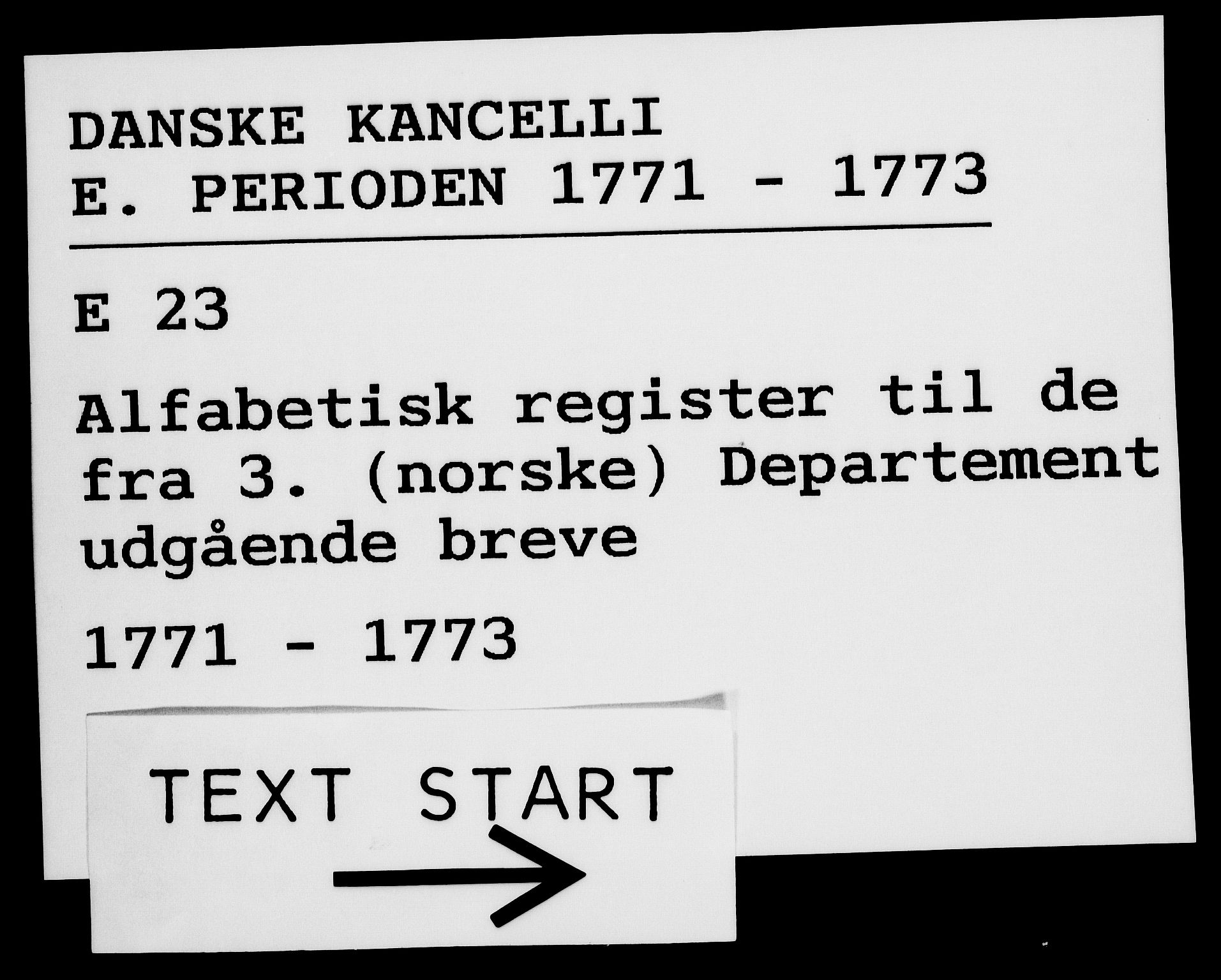 Danske Kanselli 1572-1799, AV/RA-EA-3023/G/Gb/L0001: Alfabetisk register til 3. departements utgående brev, 1771-1772