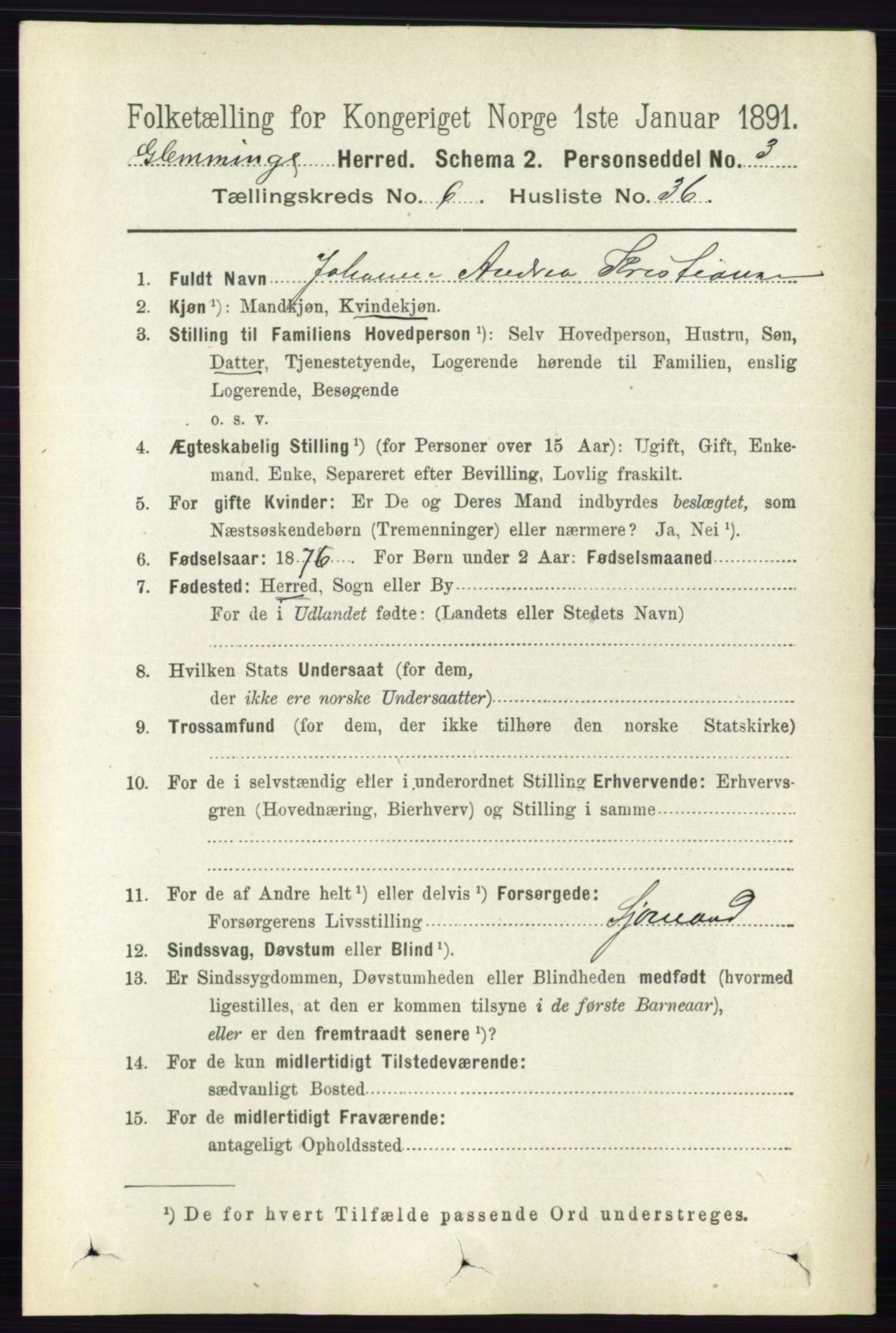 RA, Folketelling 1891 for 0132 Glemmen herred, 1891, s. 7788