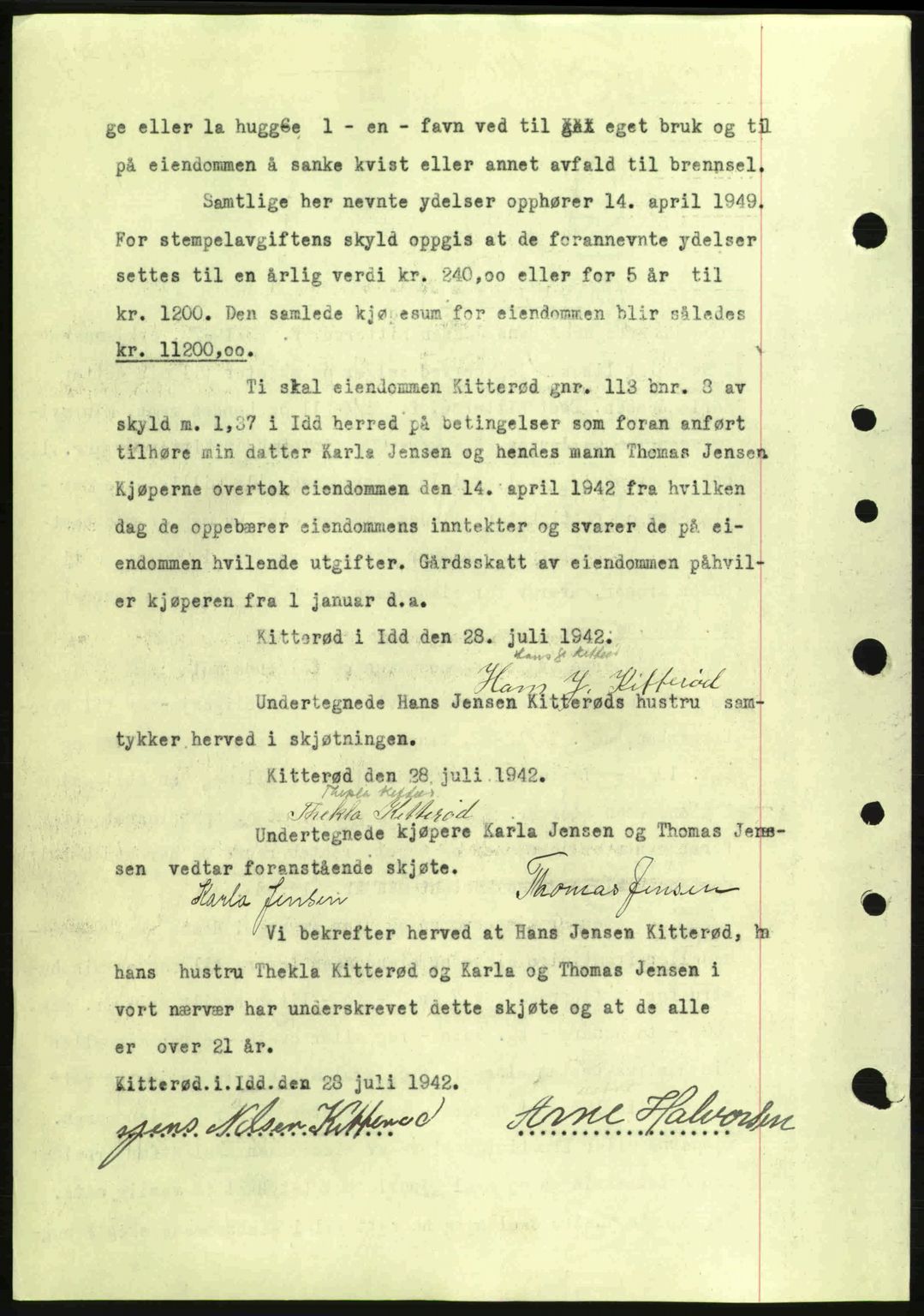 Idd og Marker sorenskriveri, AV/SAO-A-10283/G/Gb/Gbb/L0005: Pantebok nr. A5, 1941-1943, Dagboknr: 916/1942