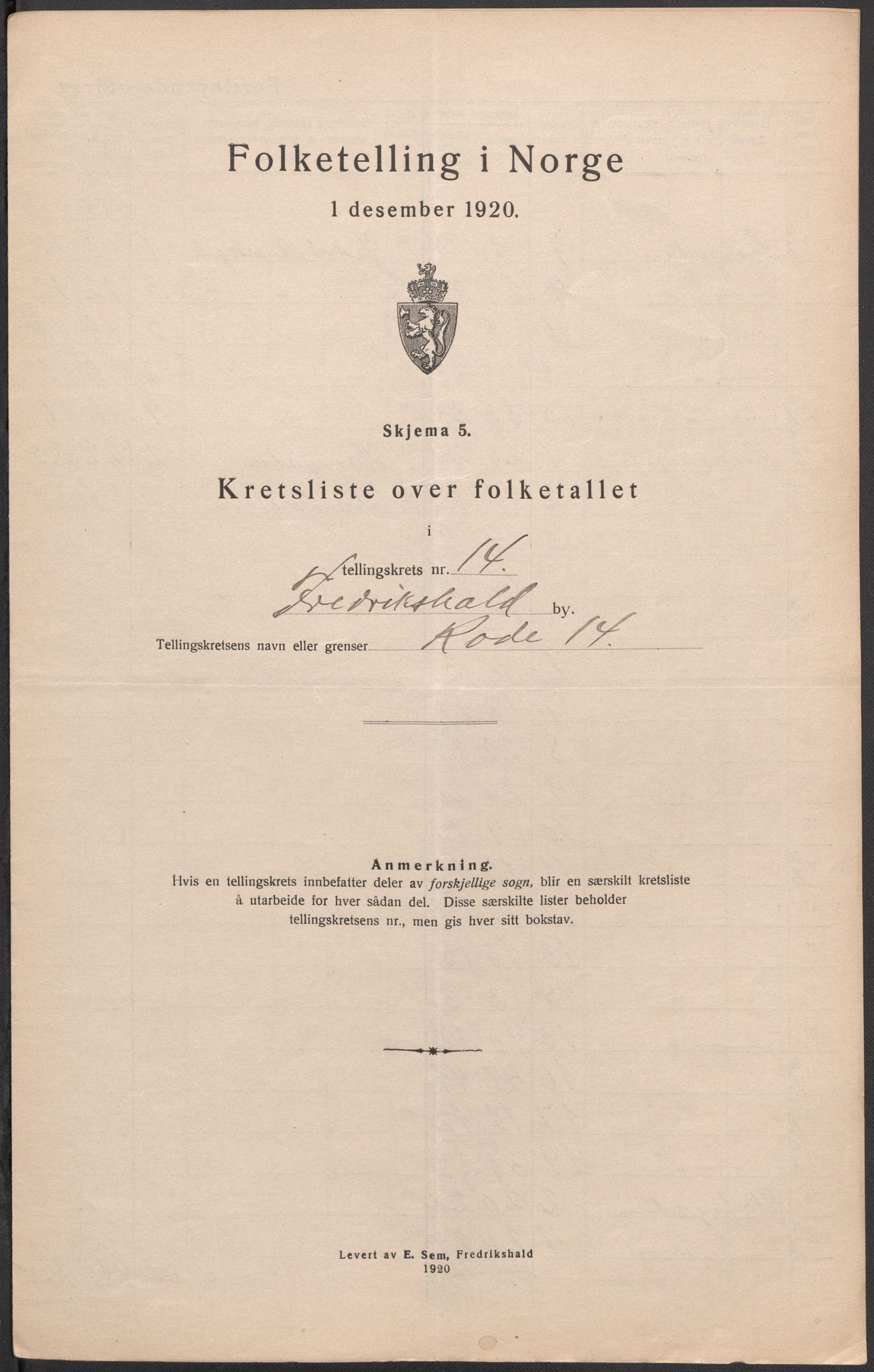 SAO, Folketelling 1920 for 0101 Fredrikshald kjøpstad, 1920, s. 45