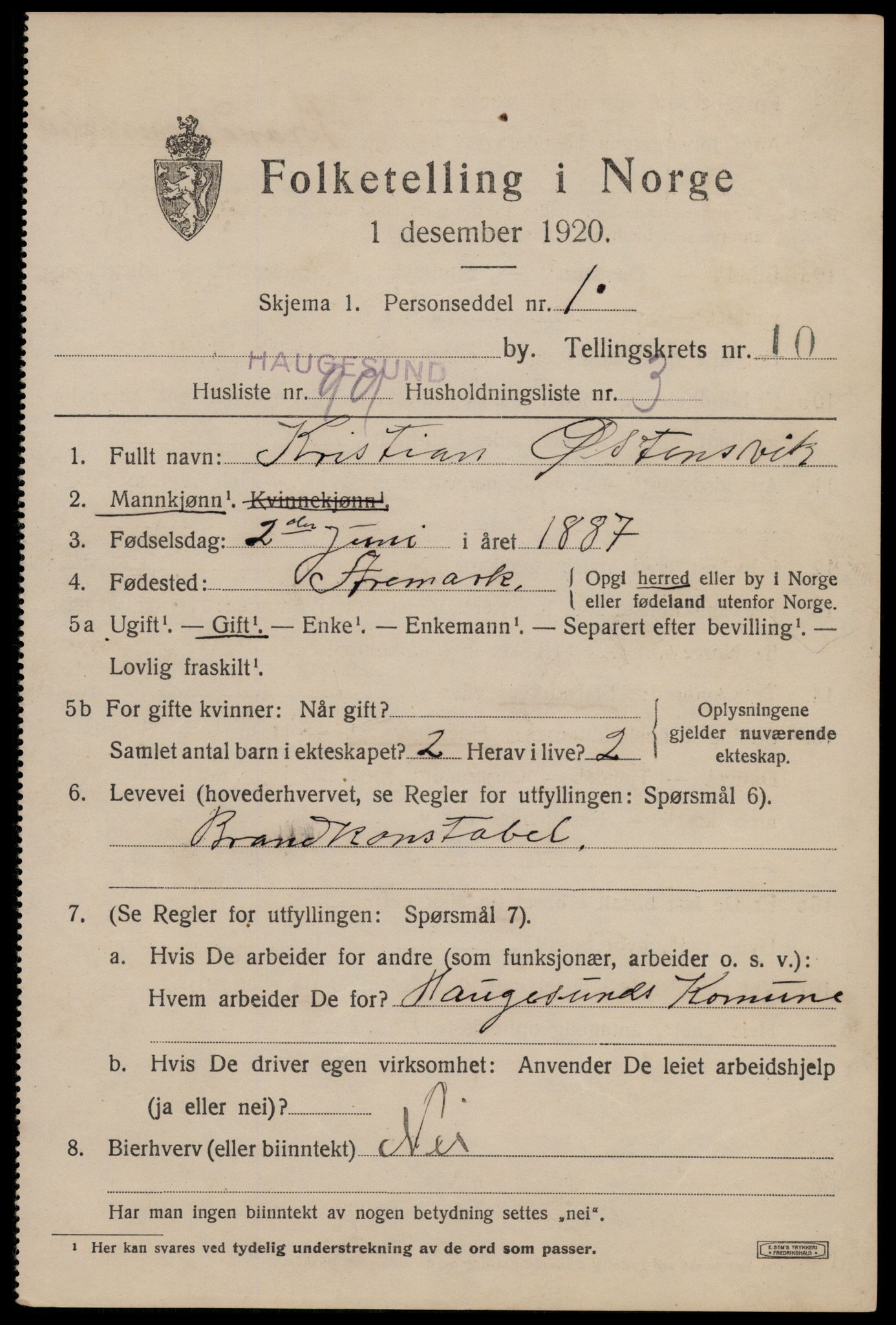 SAST, Folketelling 1920 for 1106 Haugesund kjøpstad, 1920, s. 35439