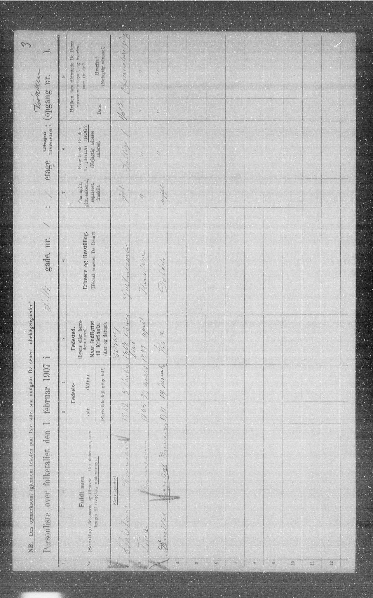 OBA, Kommunal folketelling 1.2.1907 for Kristiania kjøpstad, 1907, s. 50900