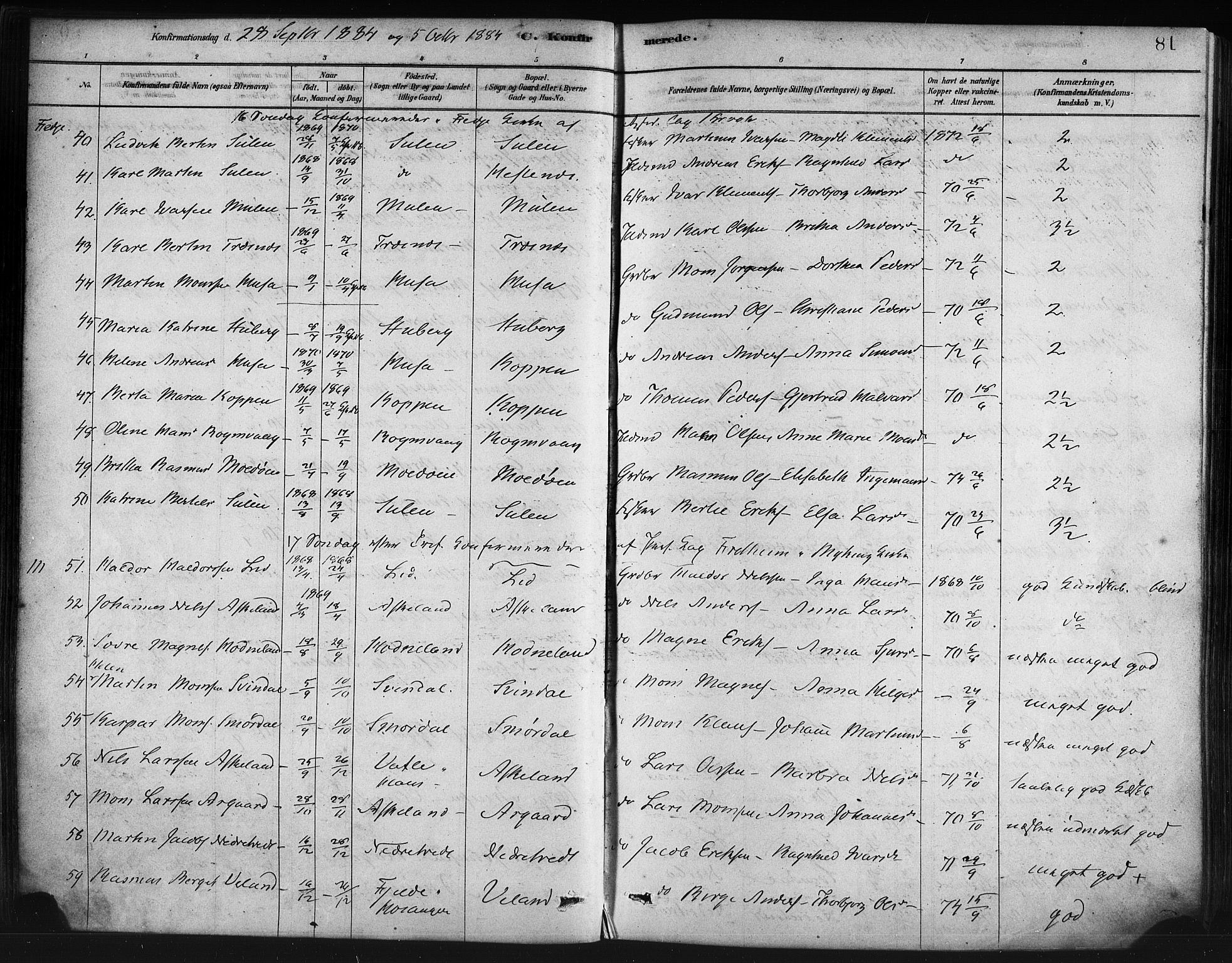Lindås Sokneprestembete, AV/SAB-A-76701/H/Haa/Haaa/L0019: Ministerialbok nr. A 19, 1878-1912, s. 81