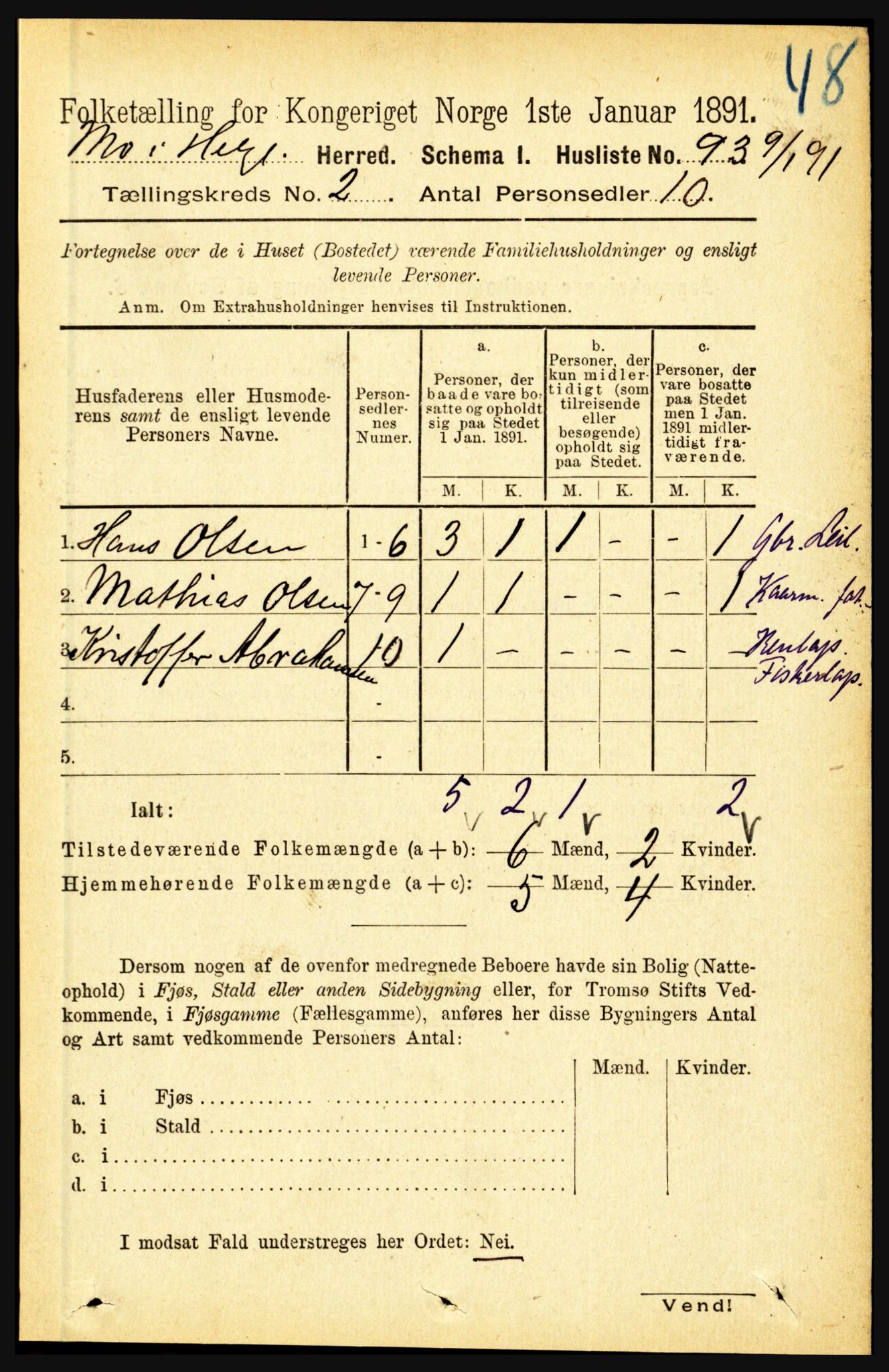 RA, Folketelling 1891 for 1833 Mo herred, 1891, s. 522